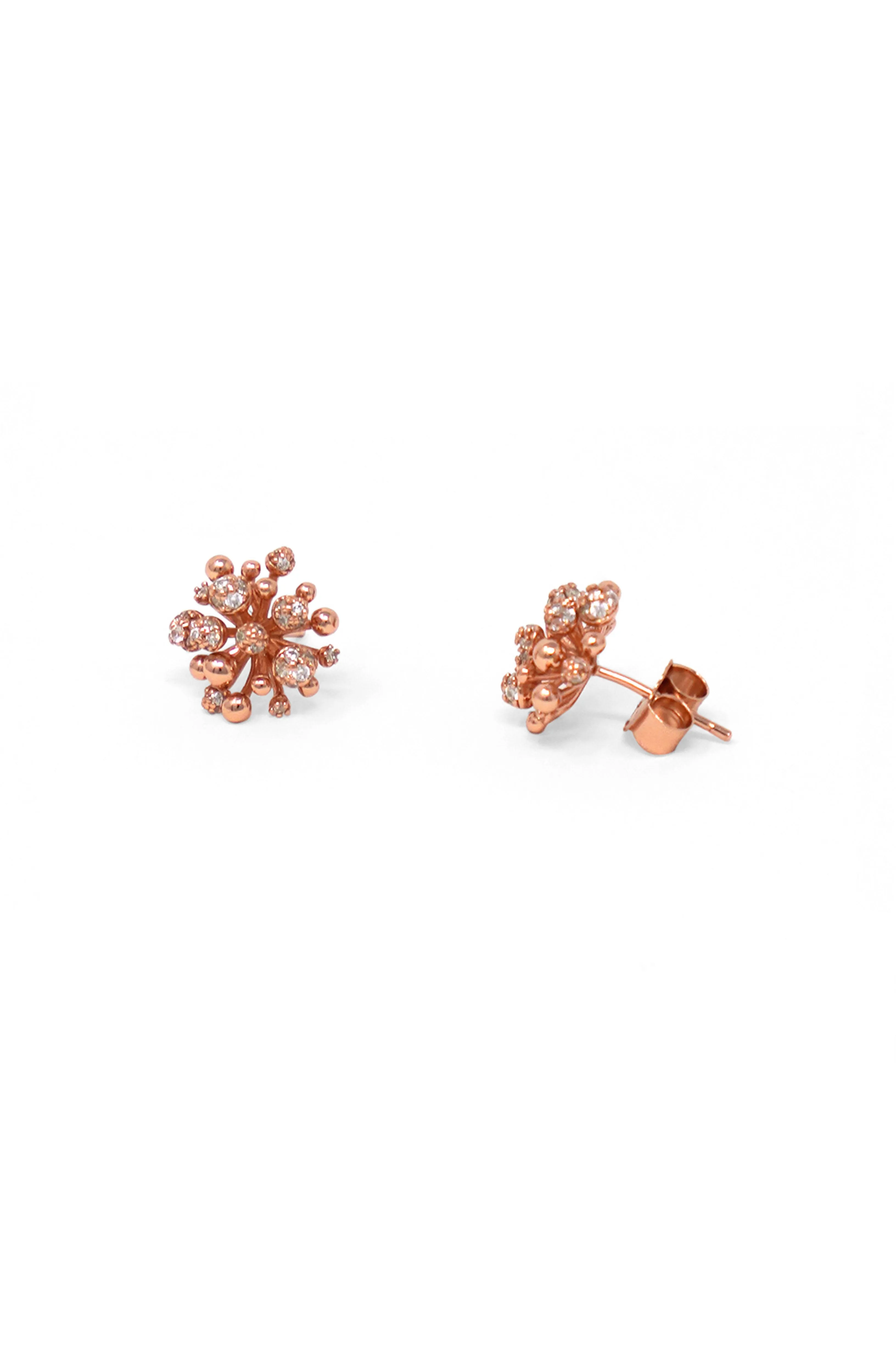 Bursting Showers Rose Gold Plated Sterling Silver Statement Earrings