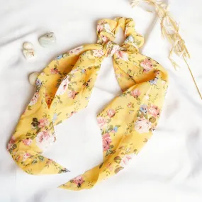 Carya Yellow Floral Scarf Scrunchie