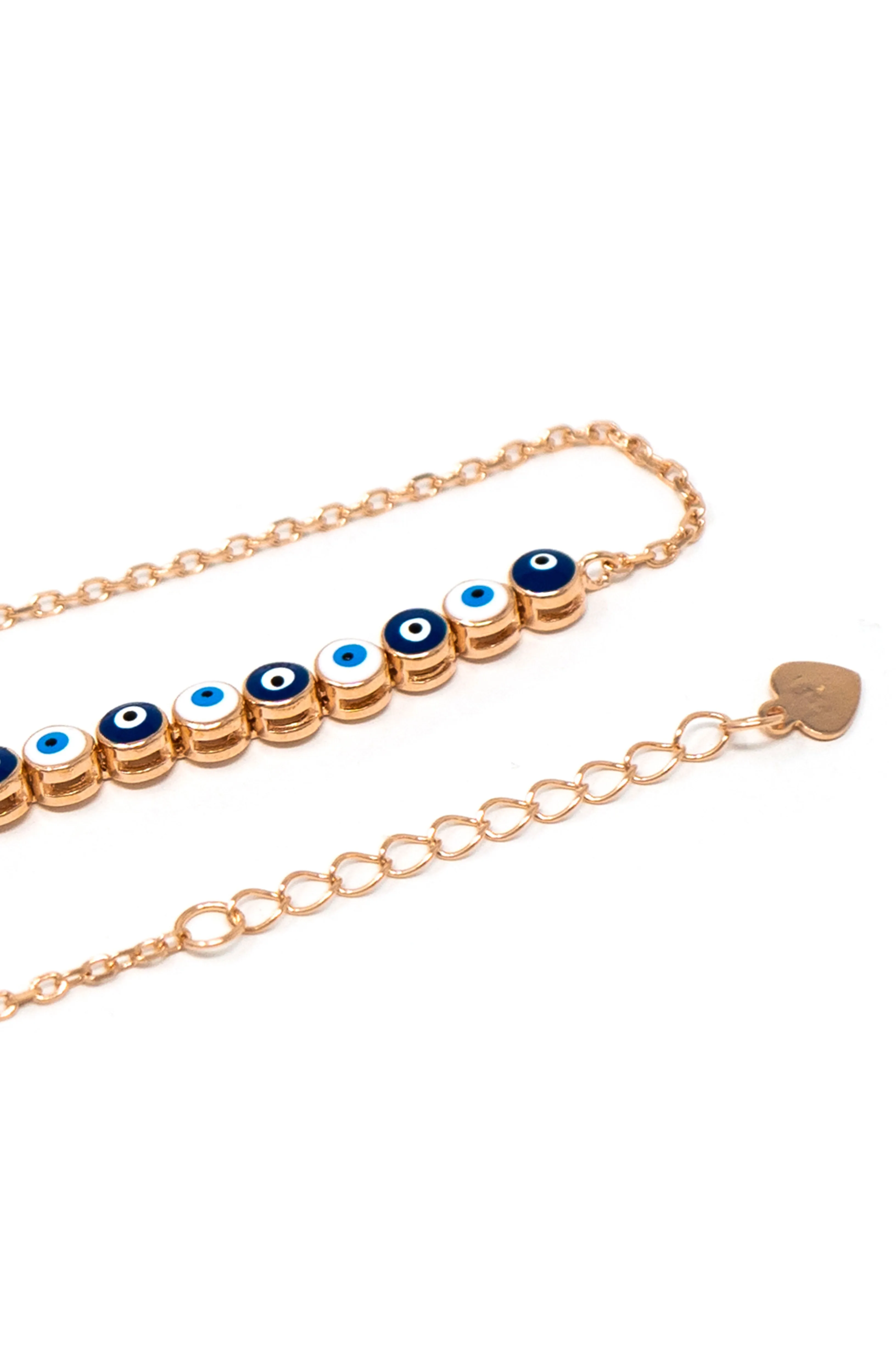 Chic Two Way Evil Eye Sterling Silver Chain Bracelet