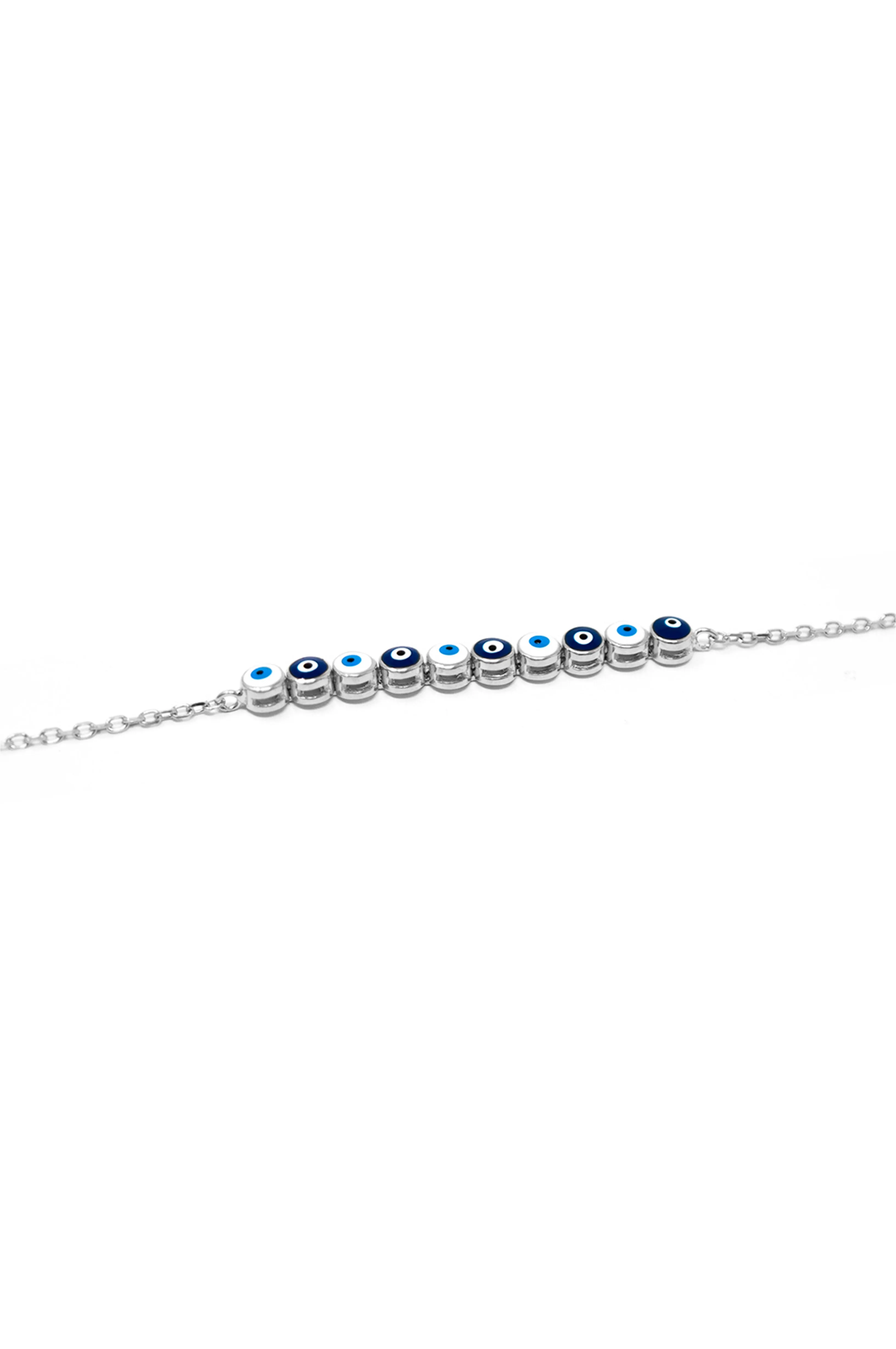 Chic Two Way Evil Eye Sterling Silver Chain Bracelet