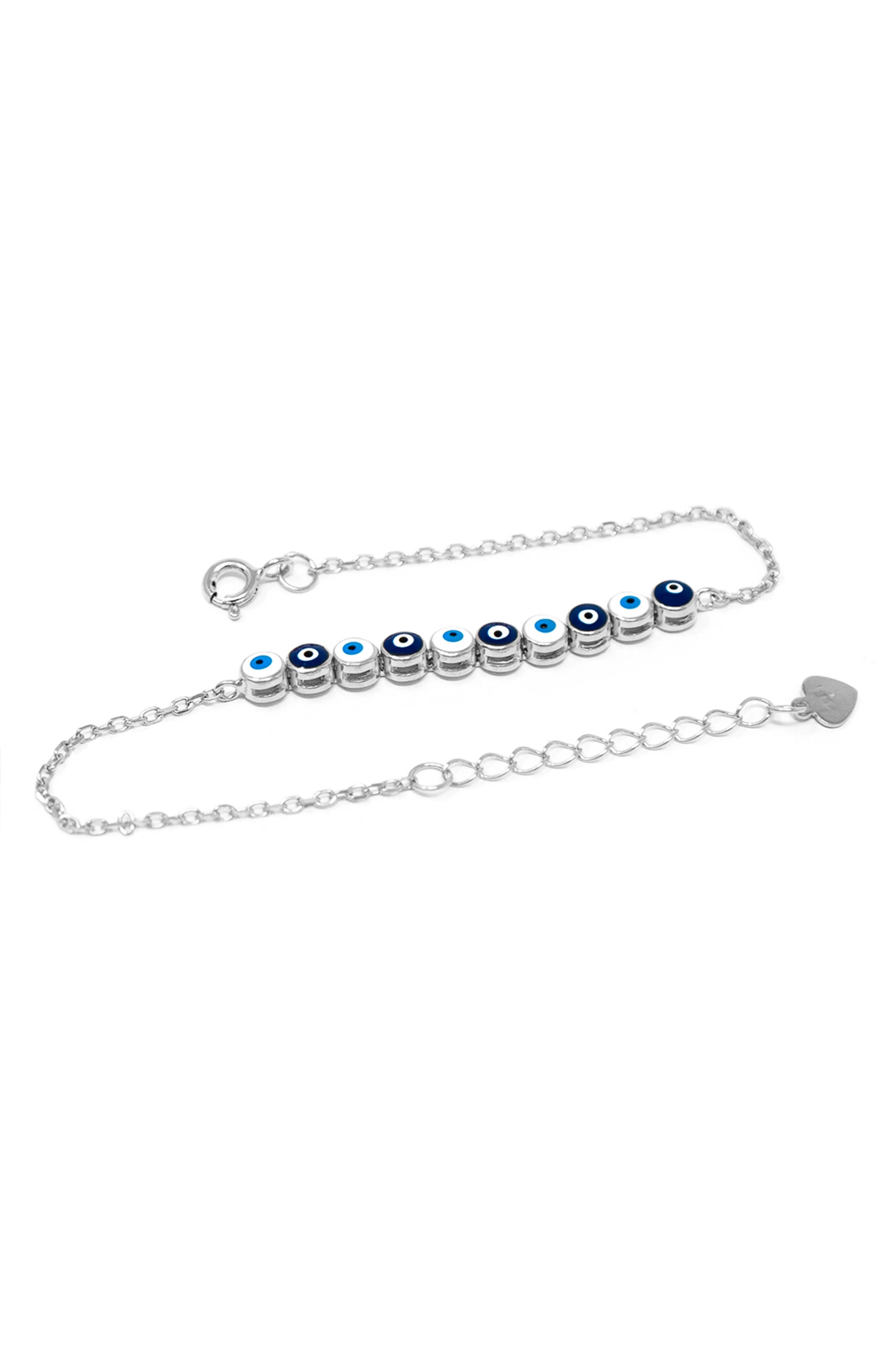 Chic Two Way Evil Eye Sterling Silver Chain Bracelet