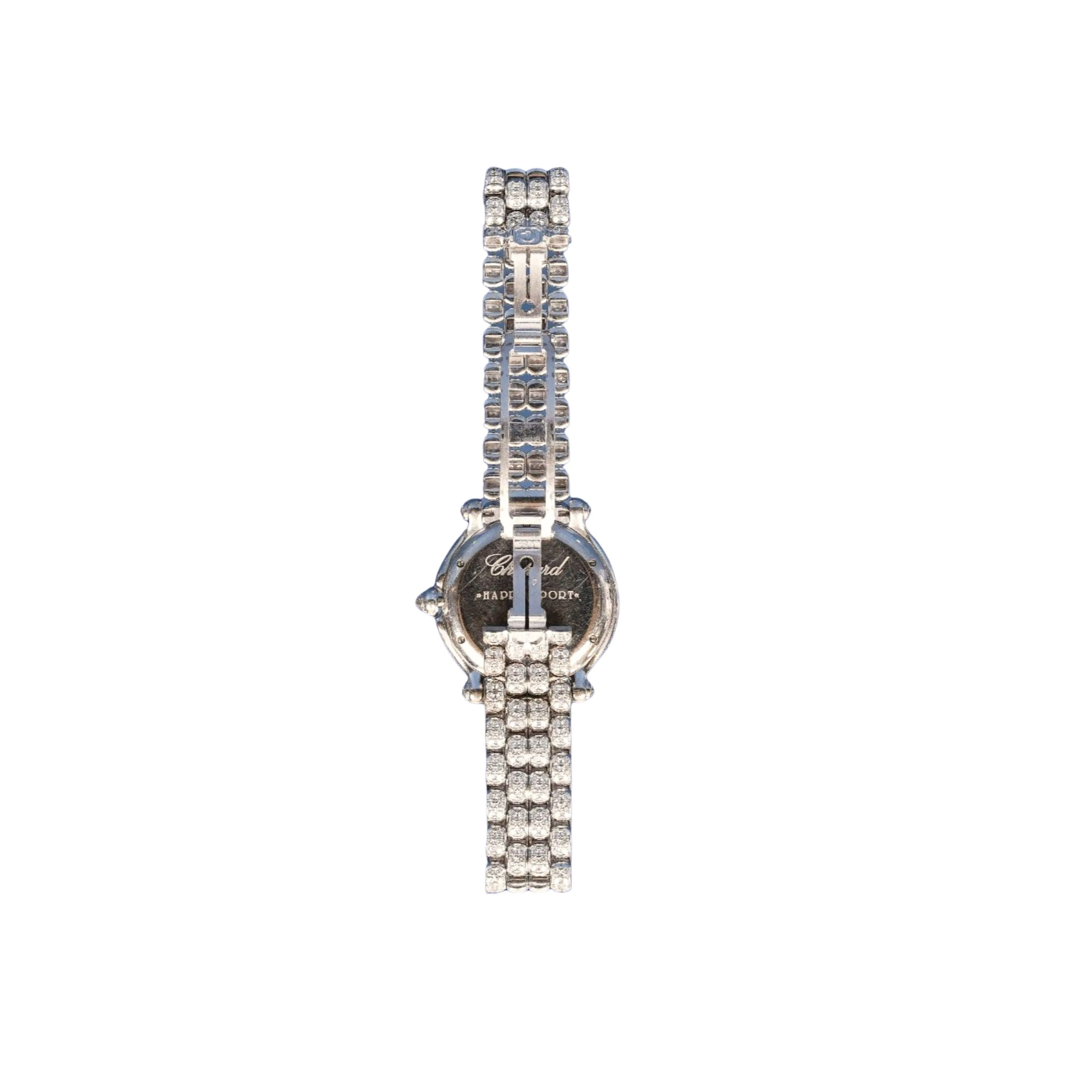 Chopard 18k White Gold Happy Sport 26mm Ladies Diamond Quartz Bracelet Watch