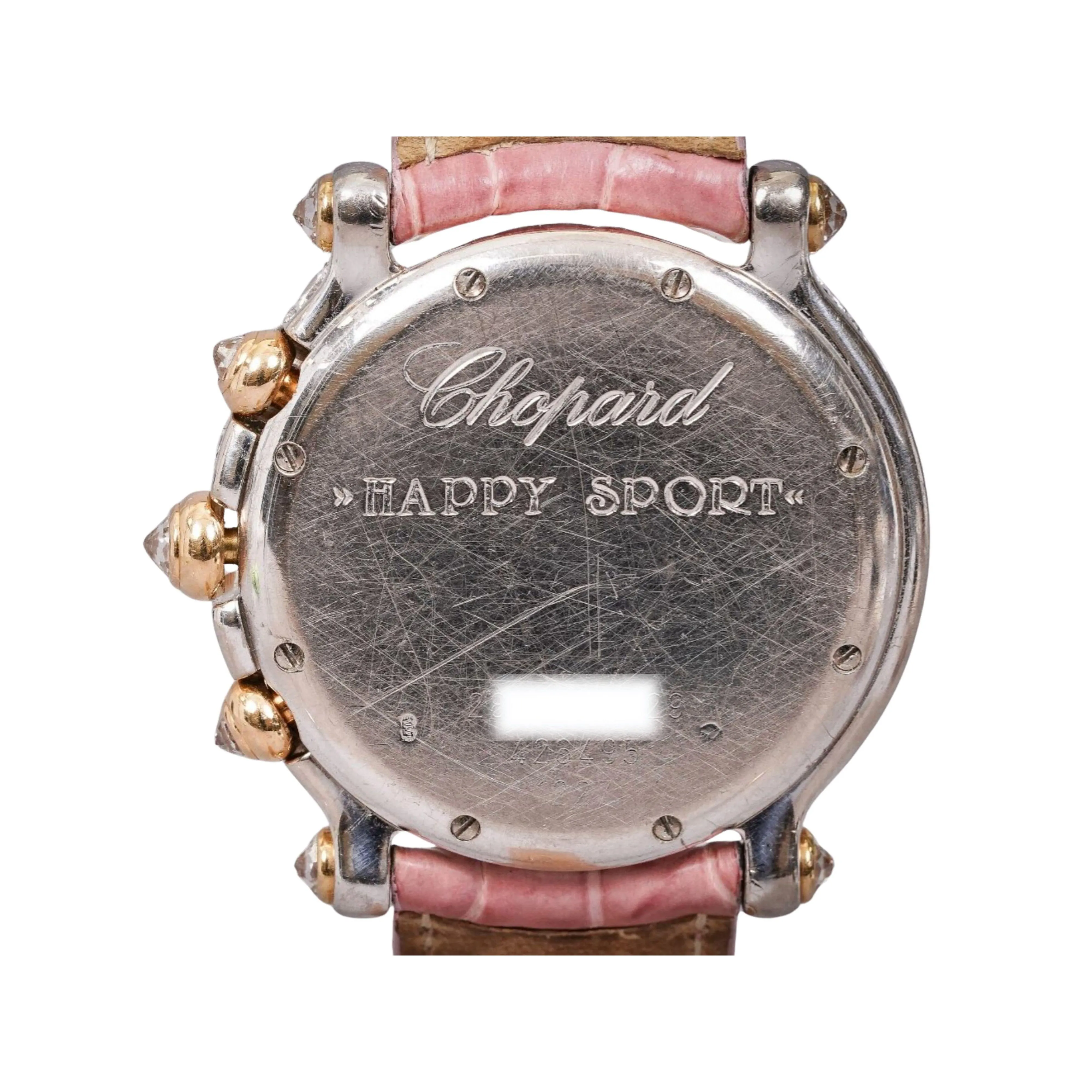 Chopard Happy Sport Pink Diamond 40mm Ladies 18K Gold Watch With Pouch/Papers