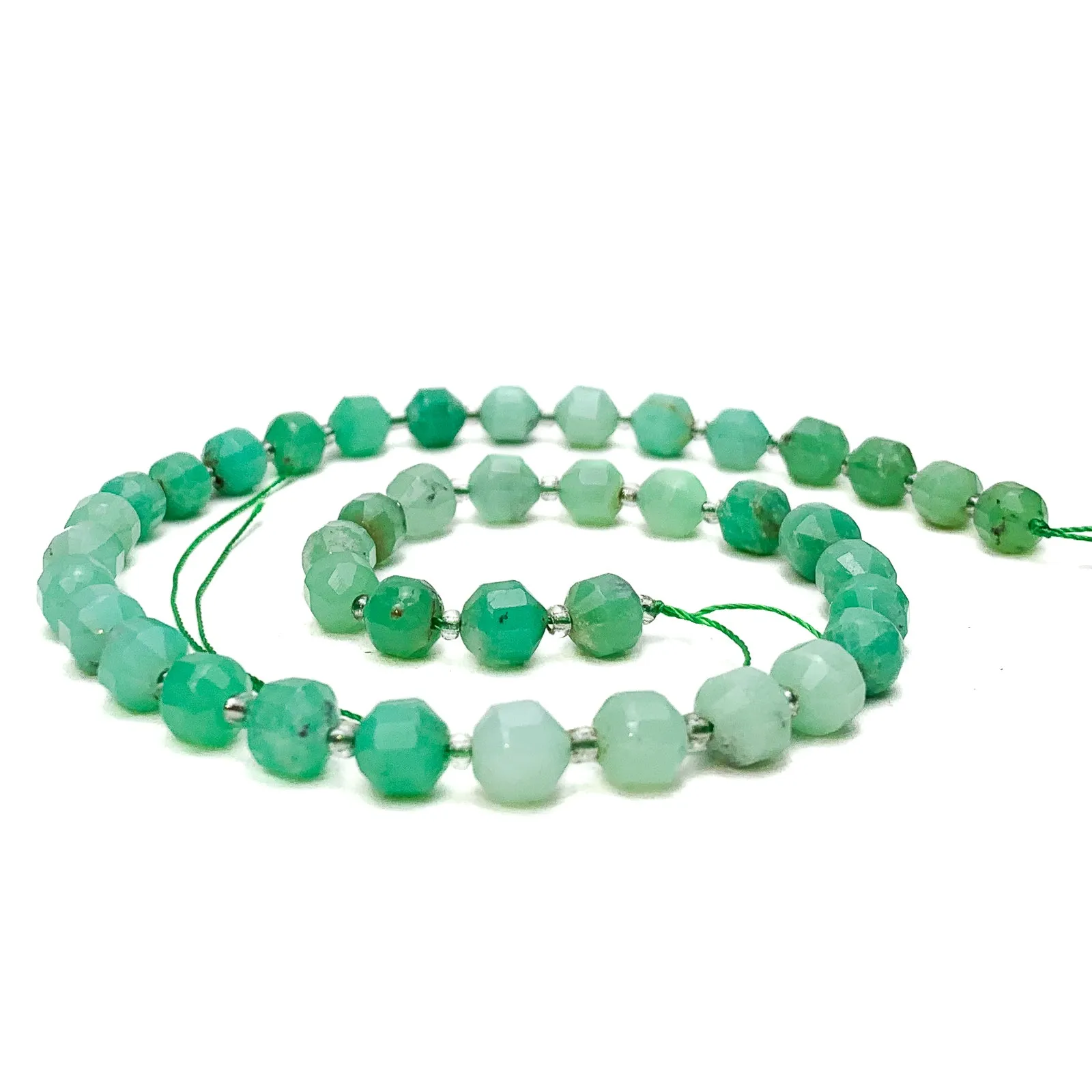 Chrysoprase 7mm Faceted Drums Bead Strand