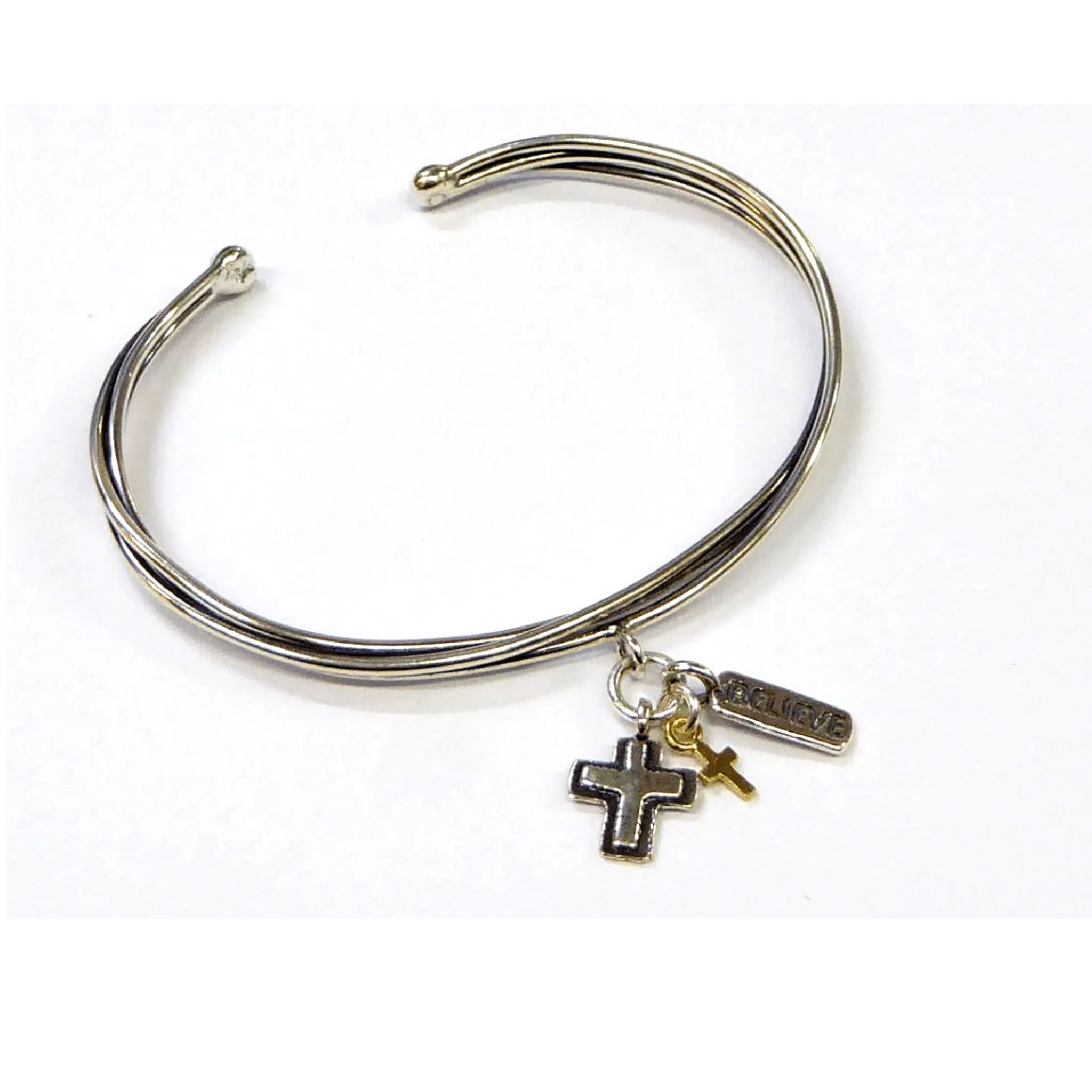 Cross charms Christian Bracelet. Sterling Silver Bracelets.