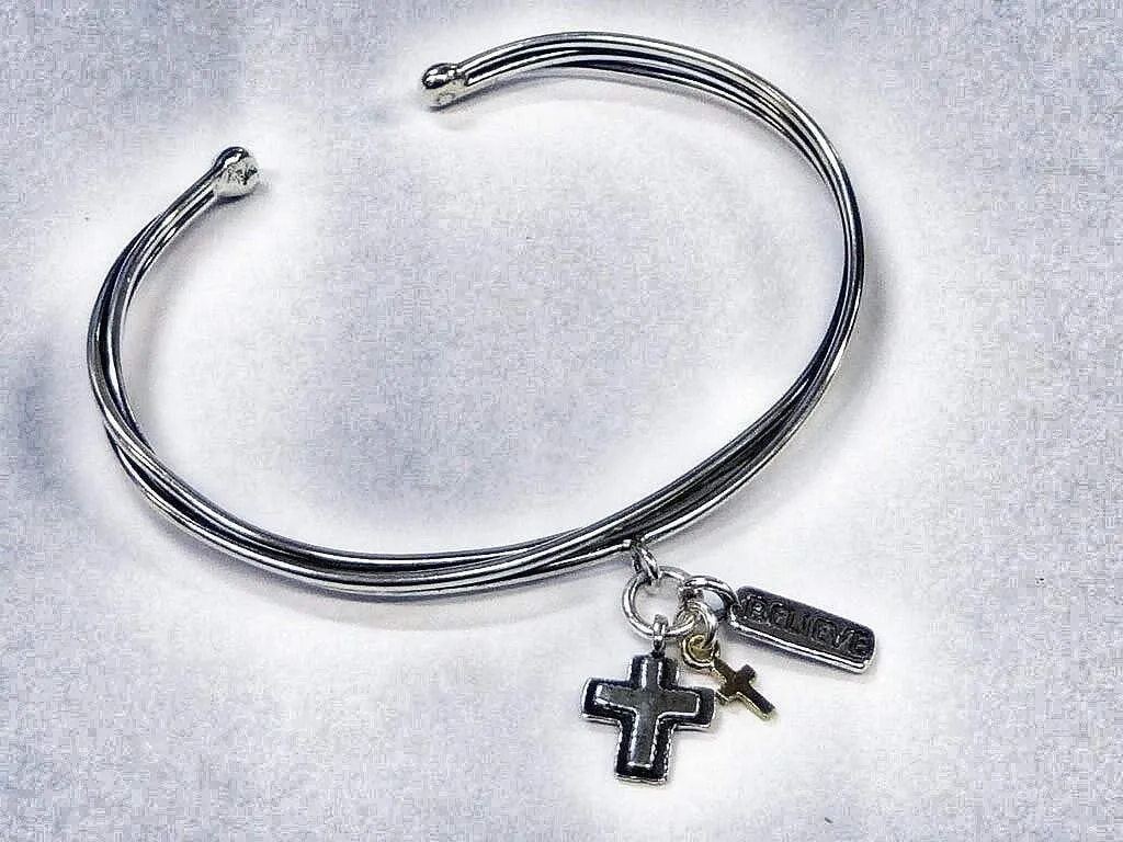 Cross charms Christian Bracelet. Sterling Silver Bracelets.