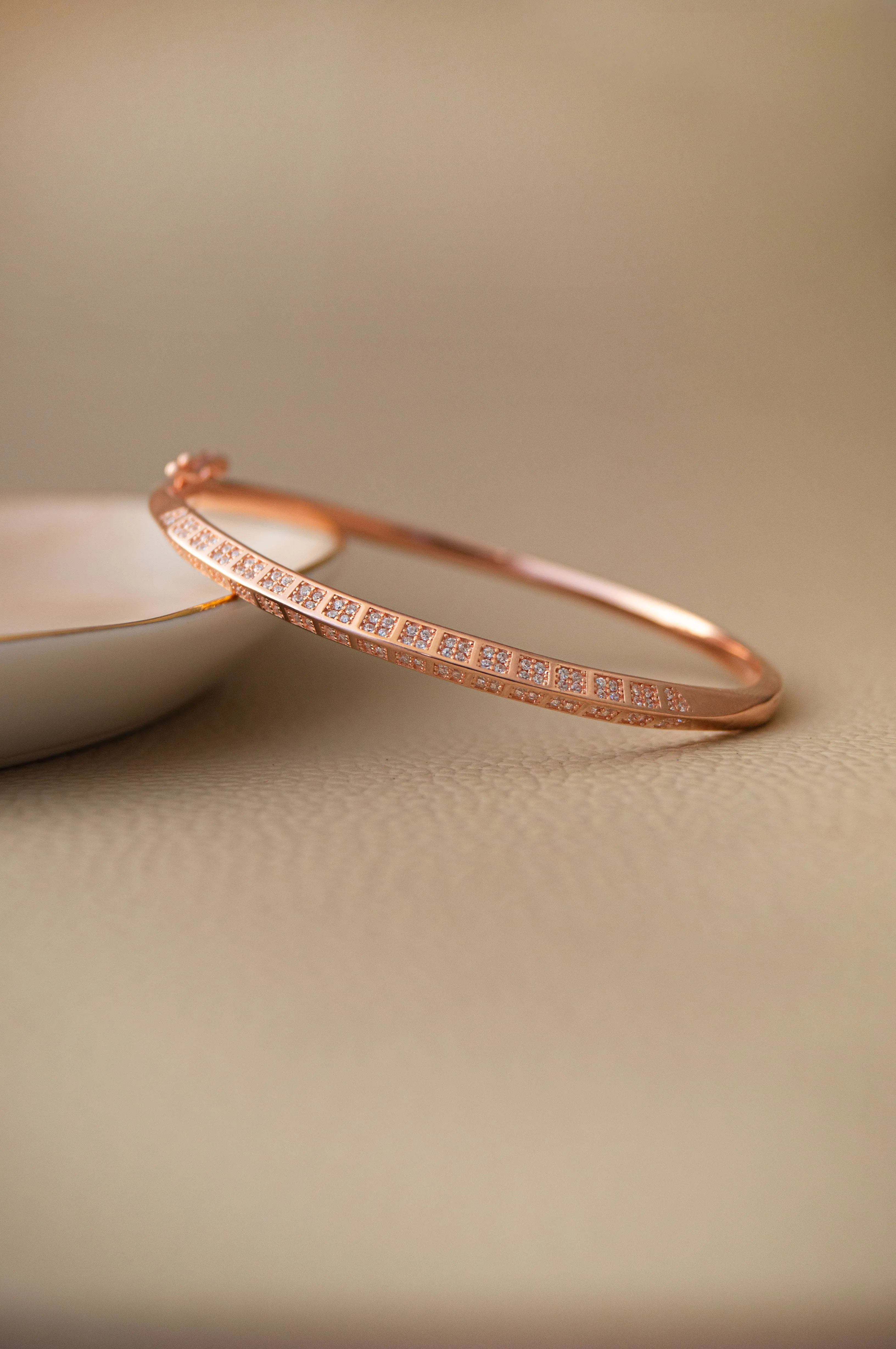 Cutting Edge Rose Gold Plated Sterling Silver Bracelet