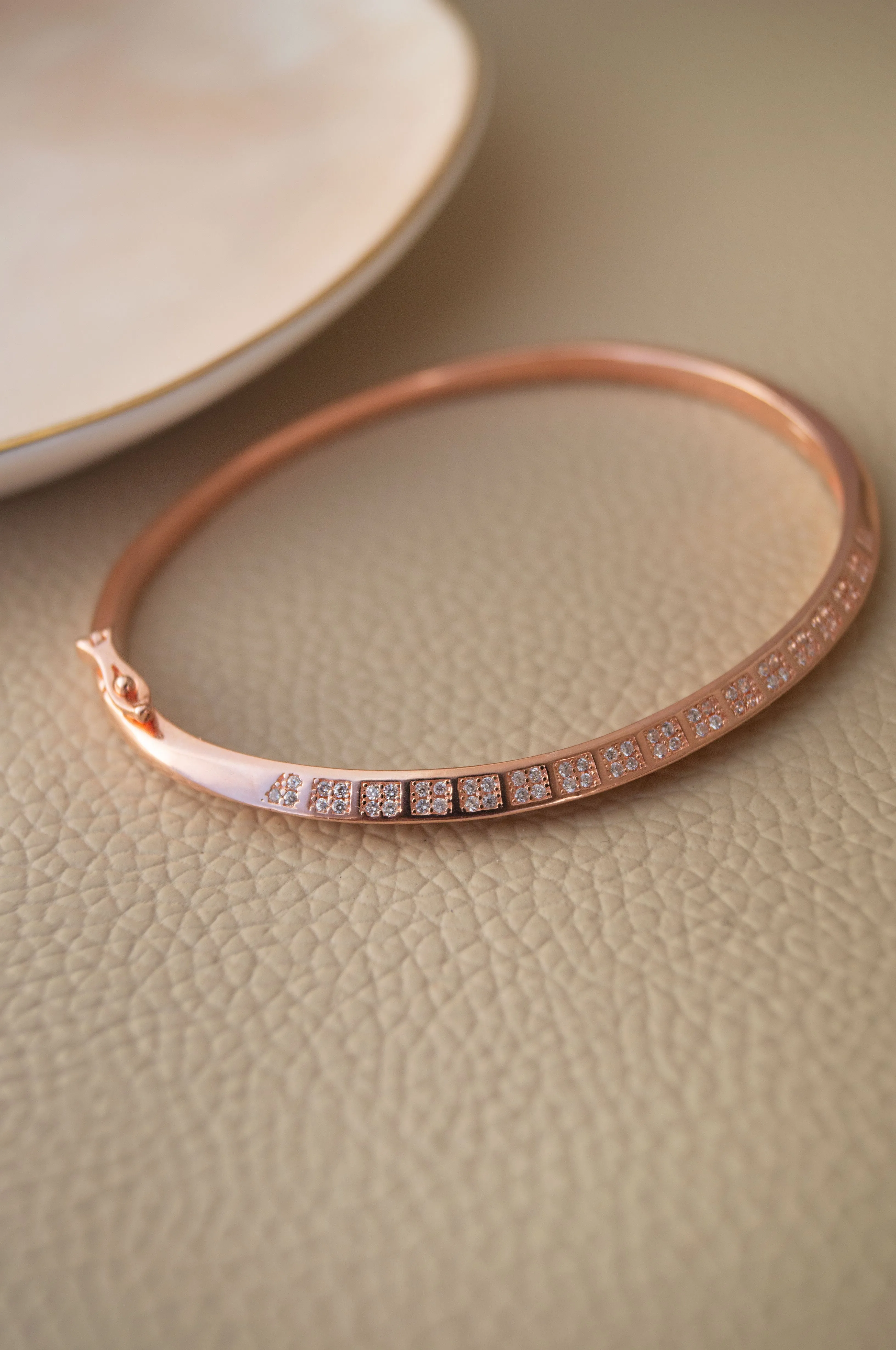 Cutting Edge Rose Gold Plated Sterling Silver Bracelet