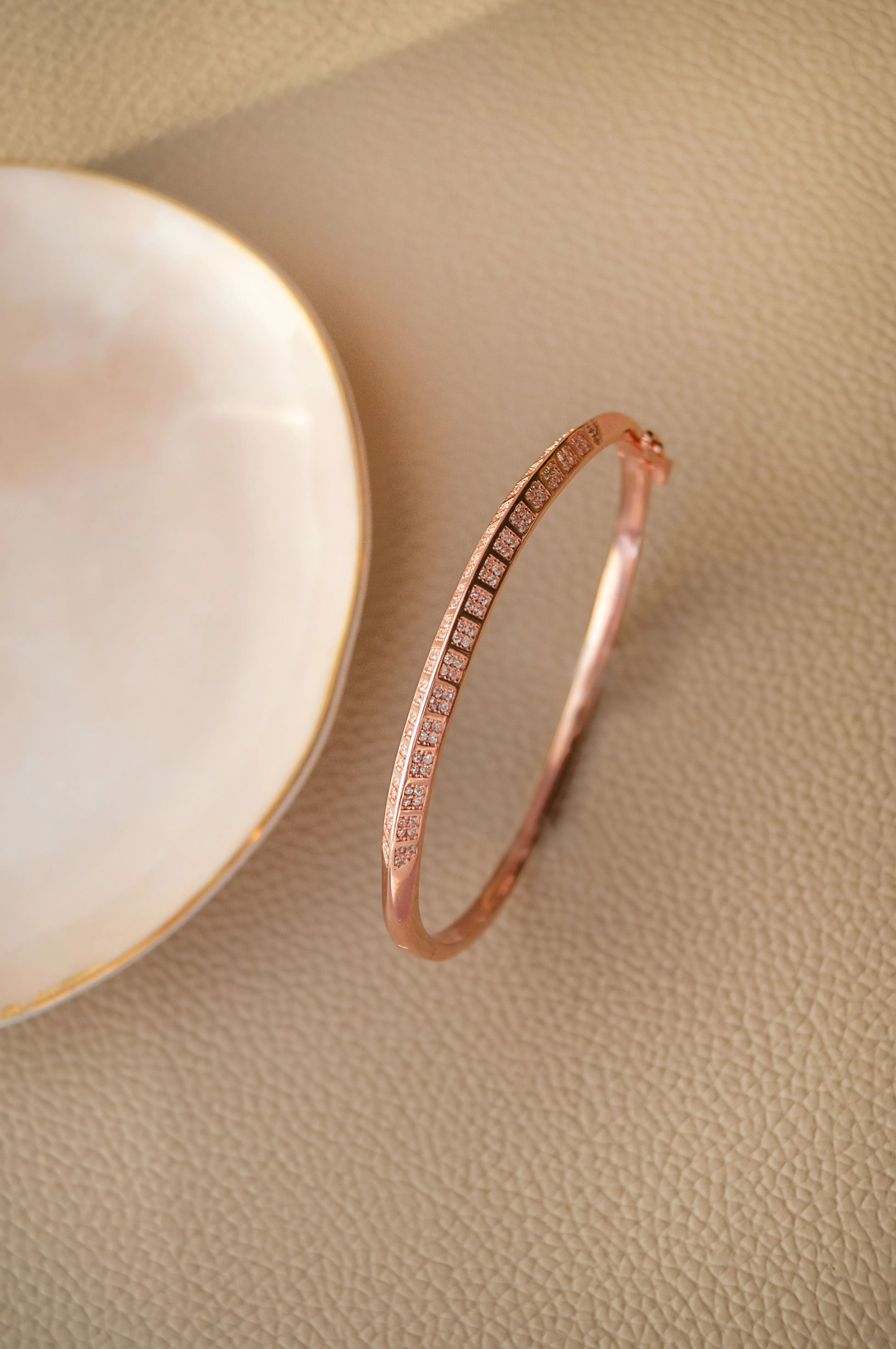 Cutting Edge Rose Gold Plated Sterling Silver Bracelet