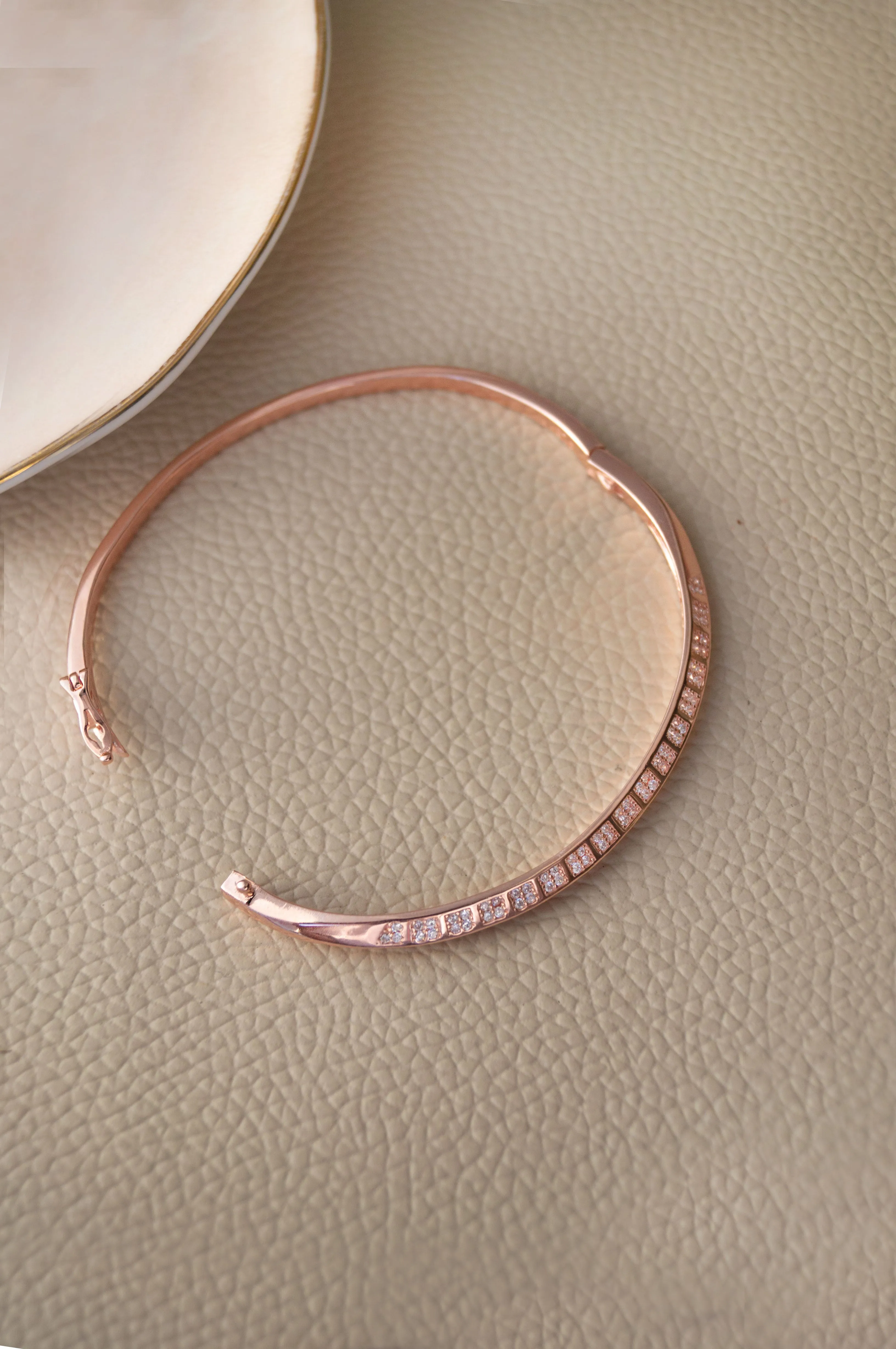 Cutting Edge Rose Gold Plated Sterling Silver Bracelet