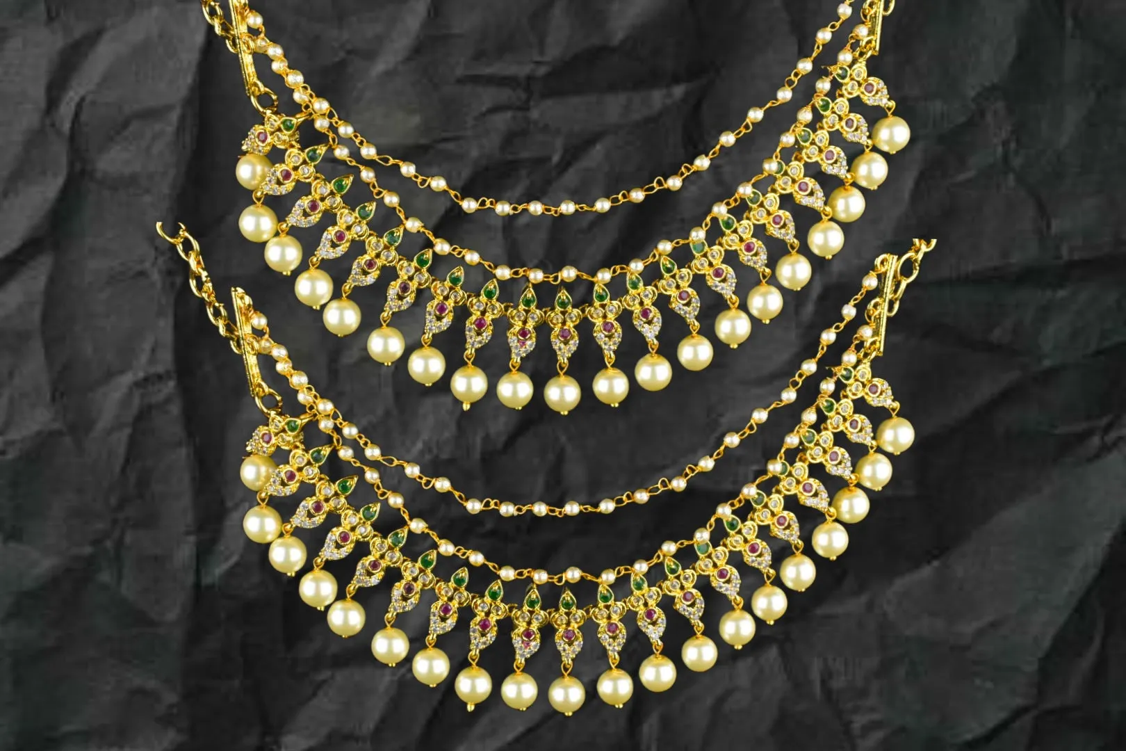 Cz Champaswaralu Earchains By Asp Fashion Jewellery