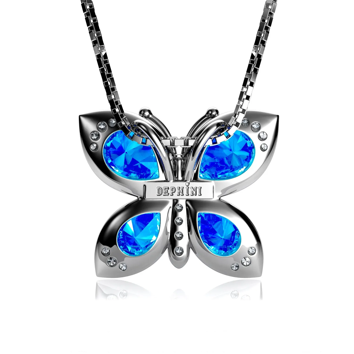 DEPHINI butterfly necklace - 925 Sterling Silver CZ Crystals