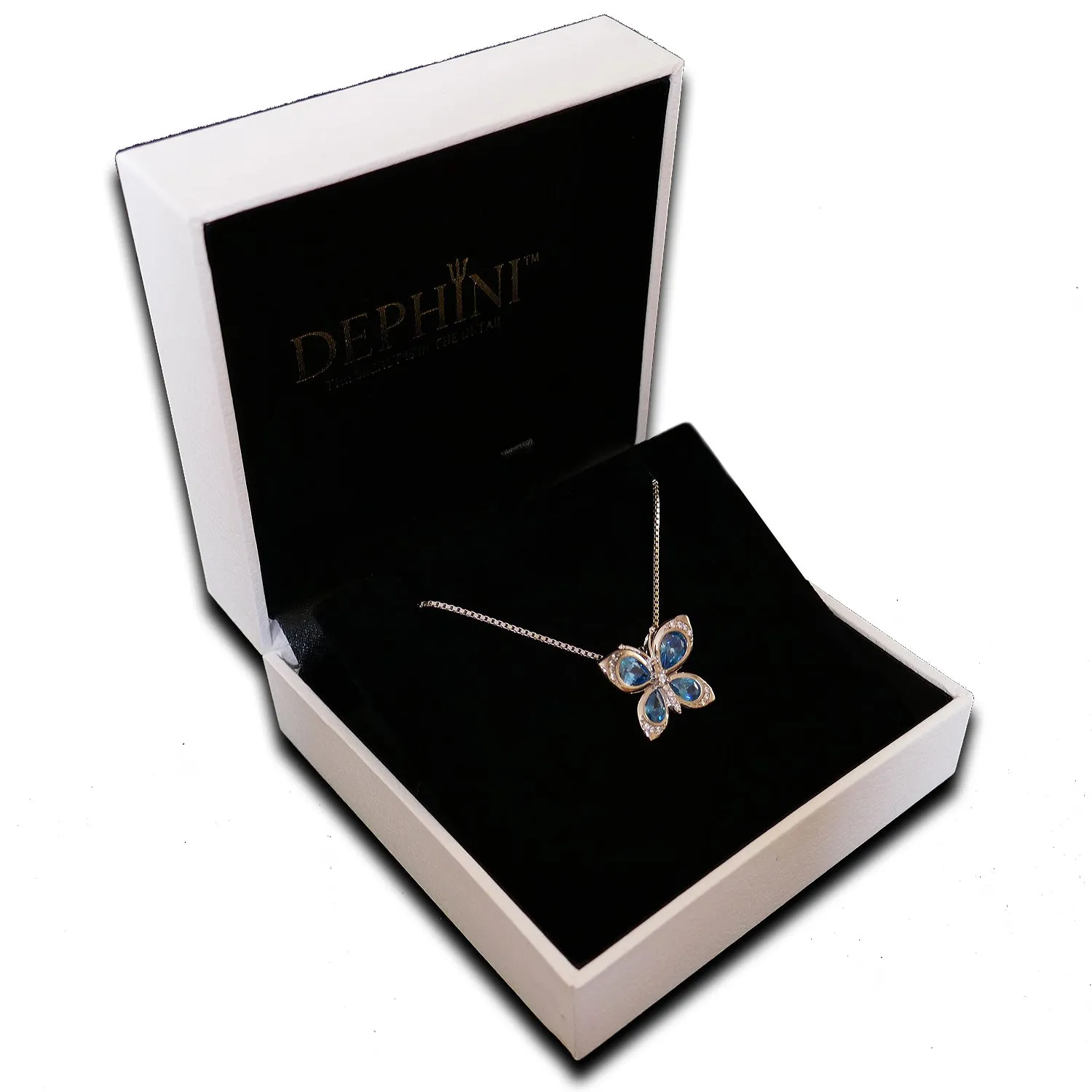 DEPHINI butterfly necklace - 925 Sterling Silver CZ Crystals