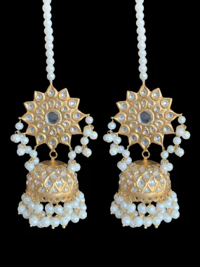 DER260 Lia Kundan jhumka with pearls ( READY TO SHIP )