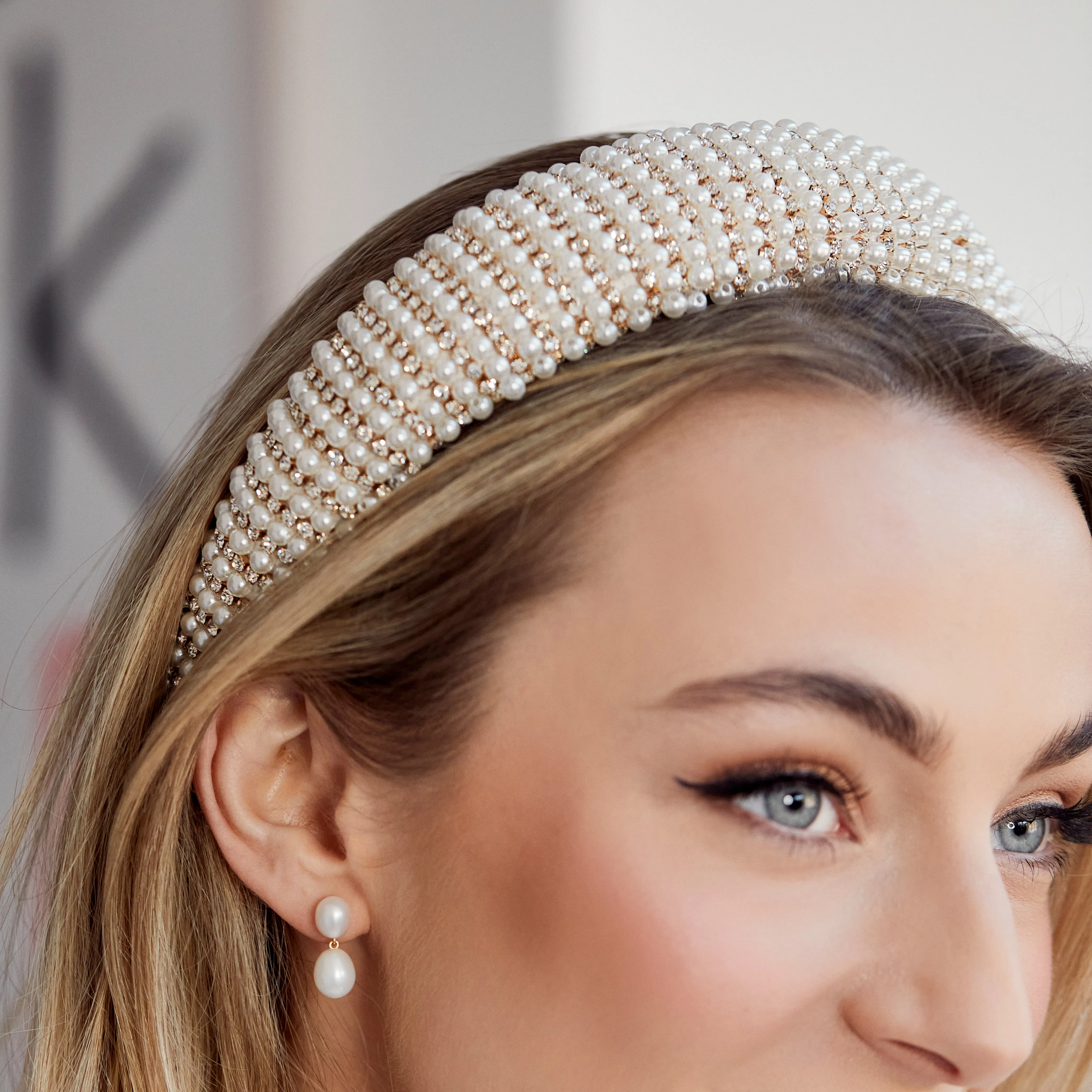 Elodie Pearl & Crystal Embellished Wide Headband