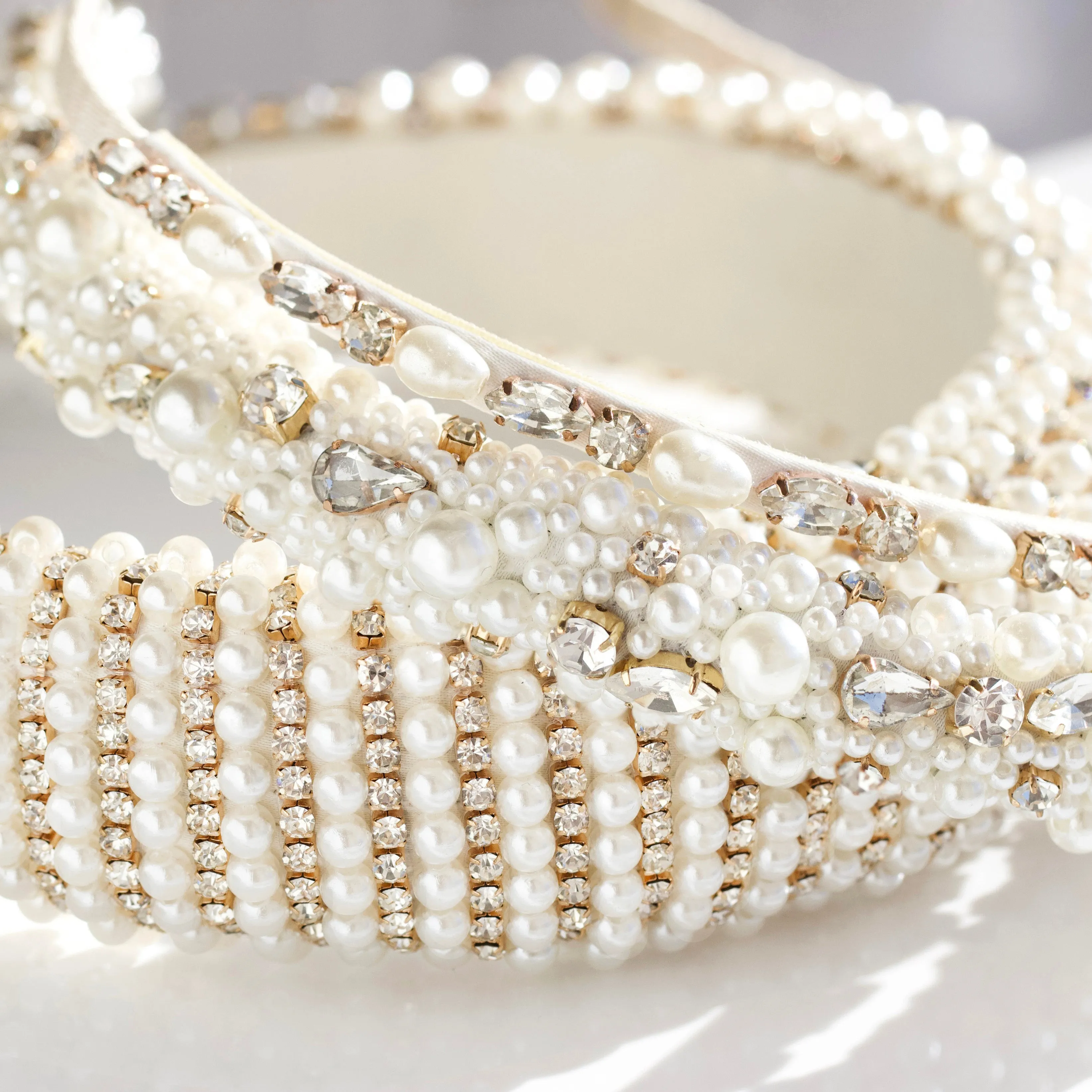 Elodie Pearl & Crystal Embellished Wide Headband