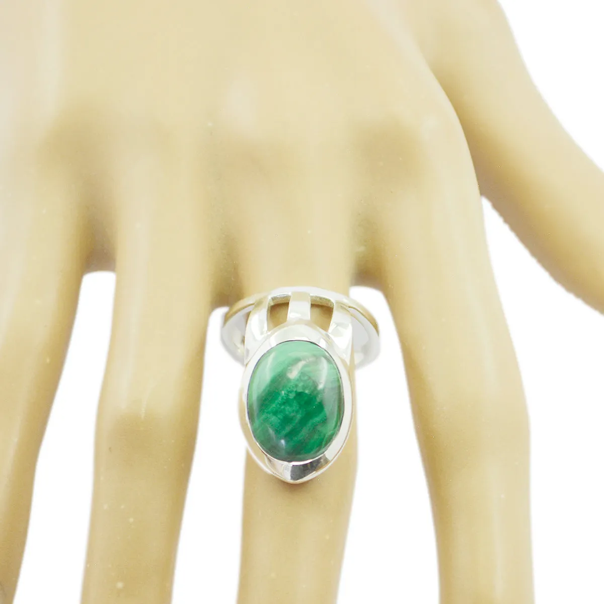 Excellent Gemstone Malachite 925 Sterling Silver Ring Womens Jewelry