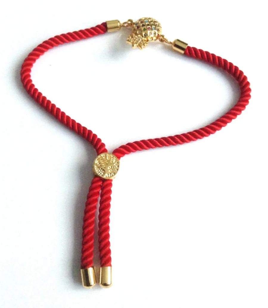 Fashion Bracelet for Women Pineapple Charm Adjustable Red Cord