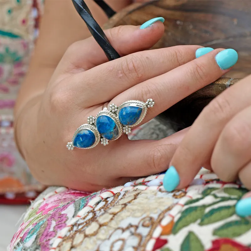 Fennec Azurite Bohemian Style Ring