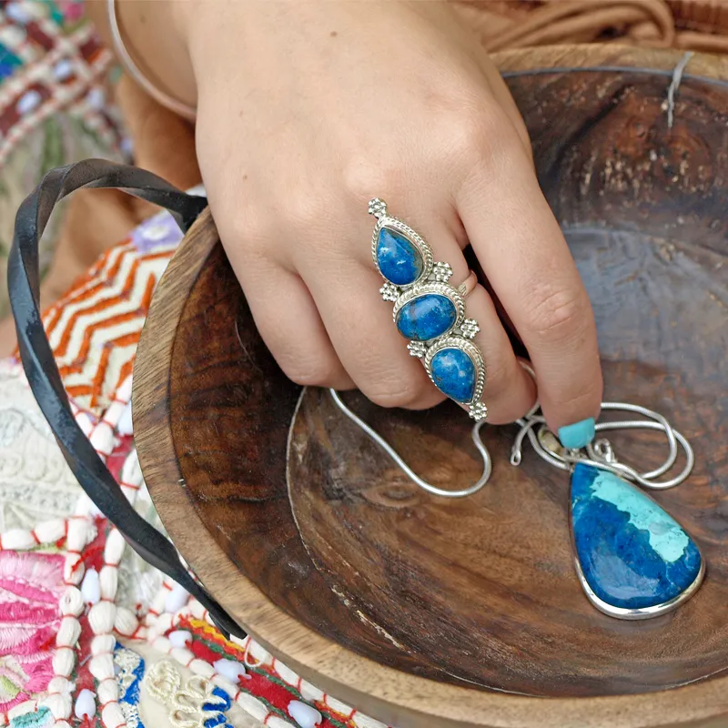 Fennec Azurite Bohemian Style Ring