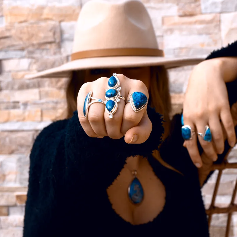 Fennec Azurite Bohemian Style Ring