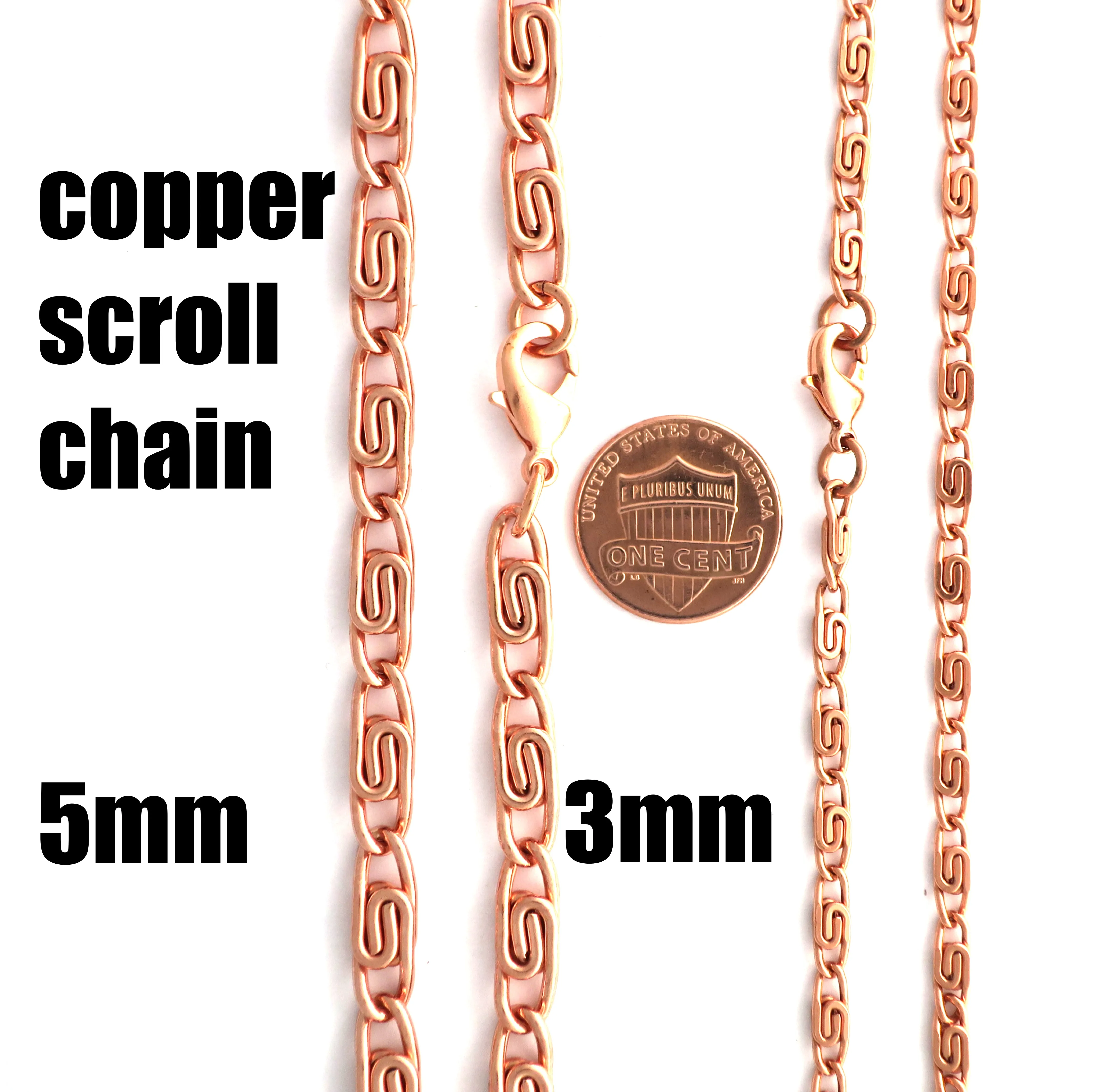 Fine Copper Celtic Scroll Chain By The Foot FCC61 Solid Copper Unfinished Bulk Chain Supplies For Copper Jewelry Making