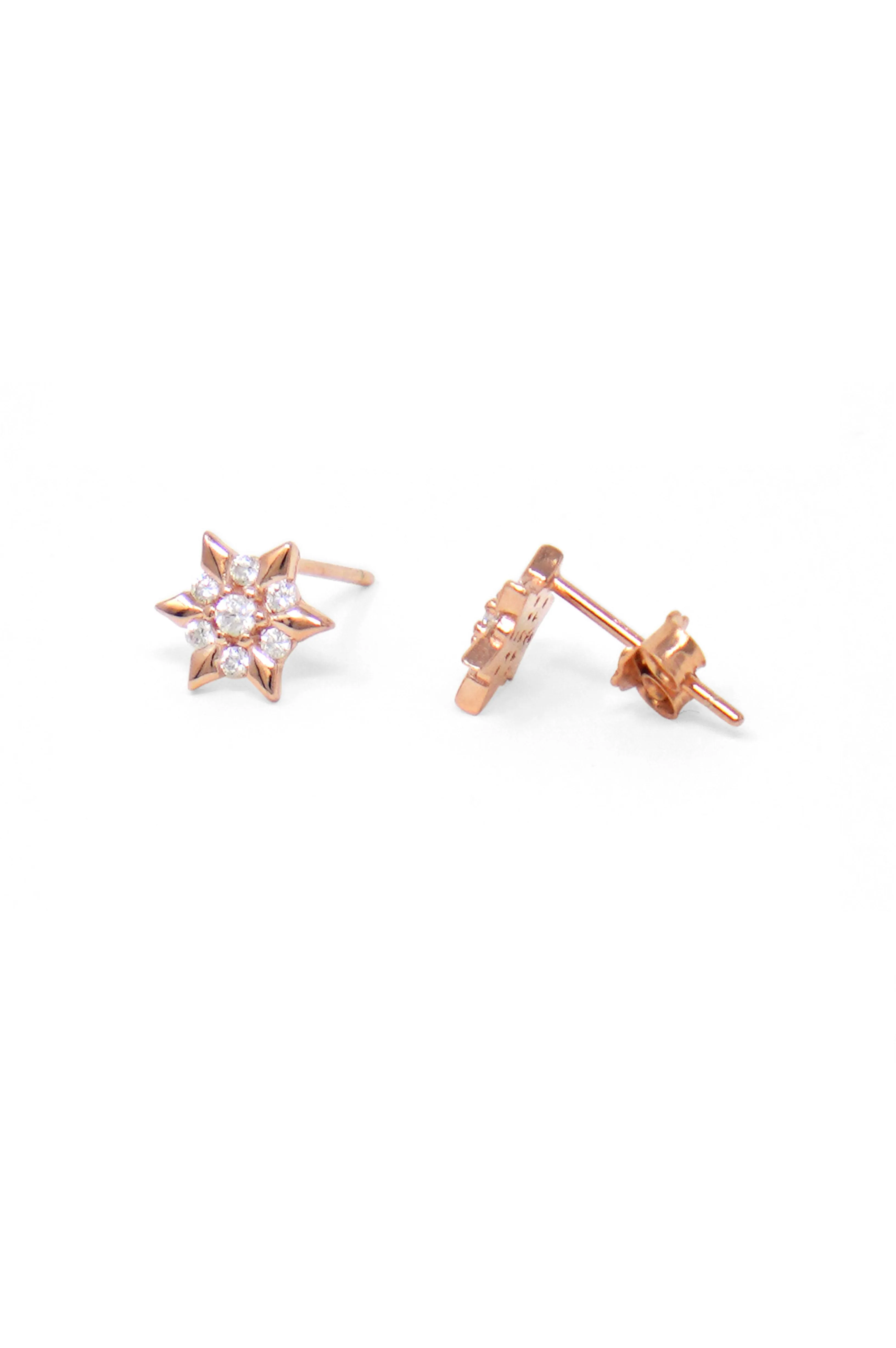 Flower With A Edge Rose Gold Plated Sterling Silver Stud Earrings