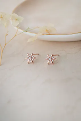 Flower With A Edge Rose Gold Plated Sterling Silver Stud Earrings