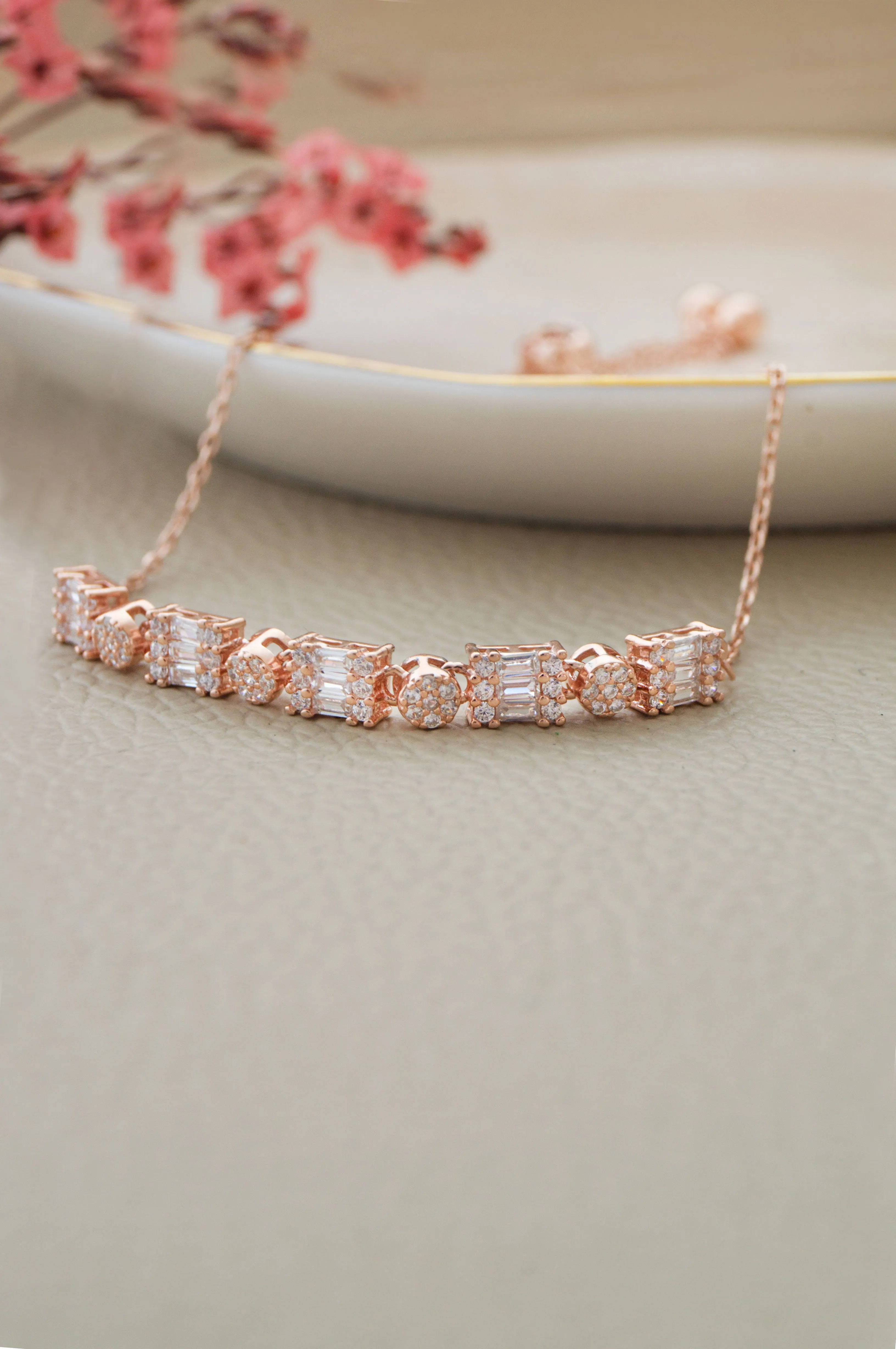 Geometric Glam Rose Gold Plated Sterling Silver Adjustable Bracelet