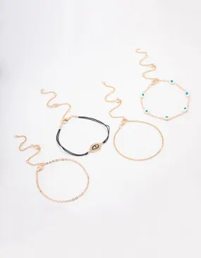 Gold Evil Eye Bracelet & Anklet 4-Pack