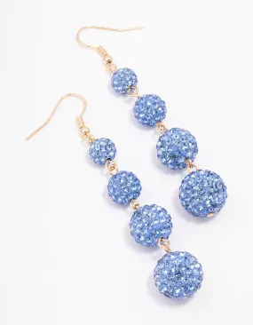 Gold Triple Ball Drop Earrings