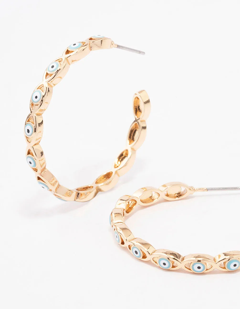 Gold Twisted Eye Hoop Earrings