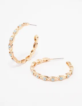 Gold Twisted Eye Hoop Earrings