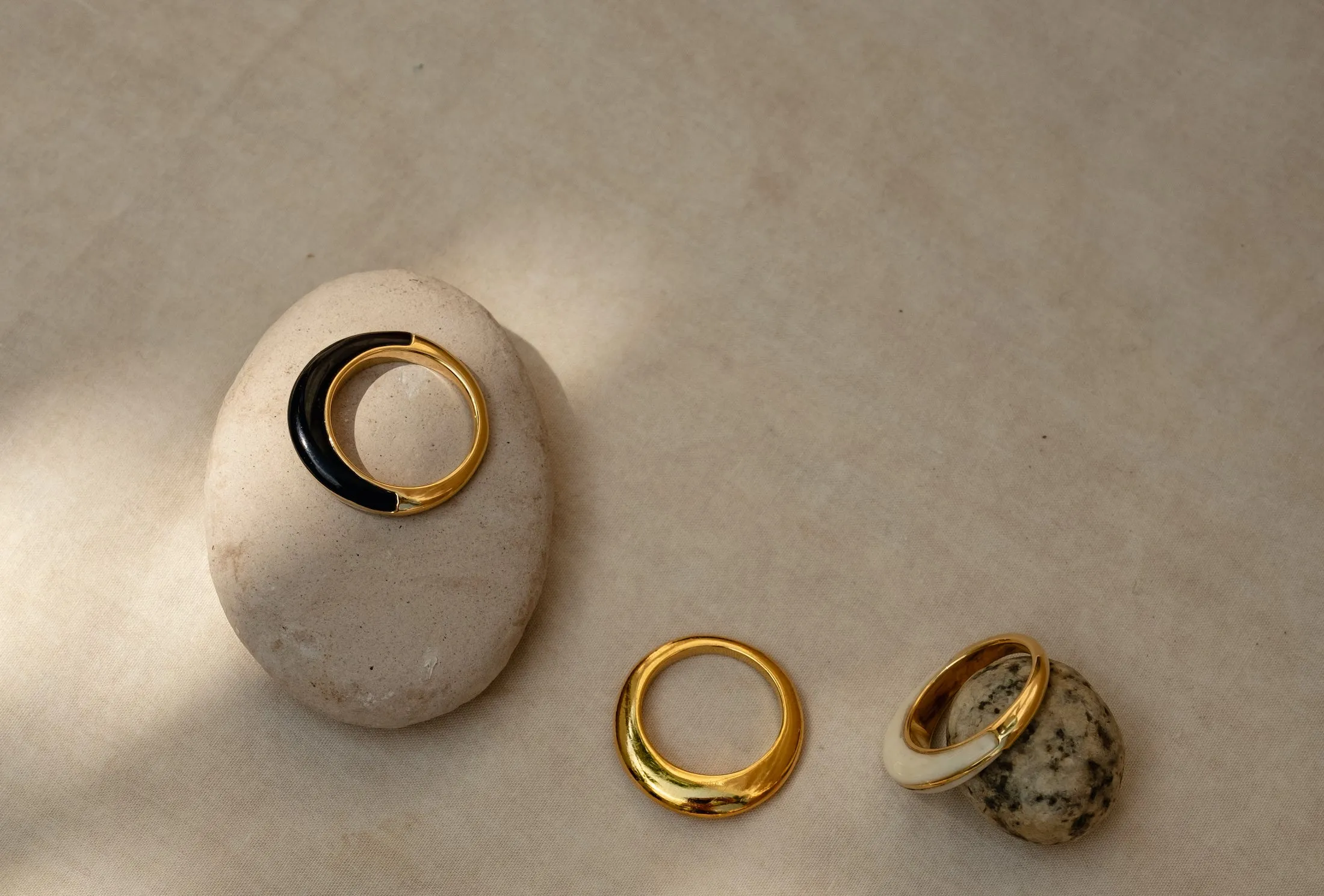 Gold-Vermeil white natural ring / DISC