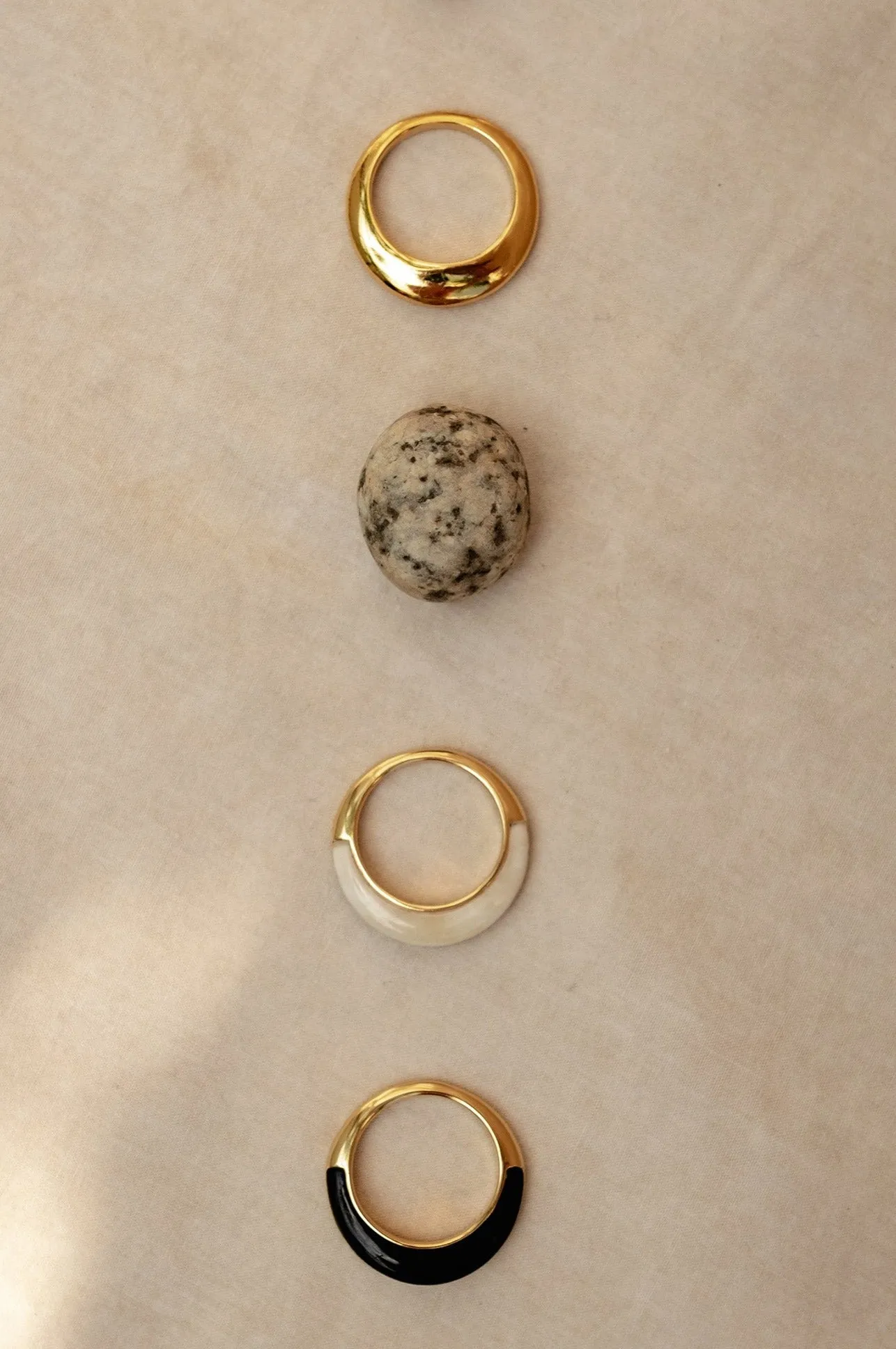 Gold-Vermeil white natural ring / DISC