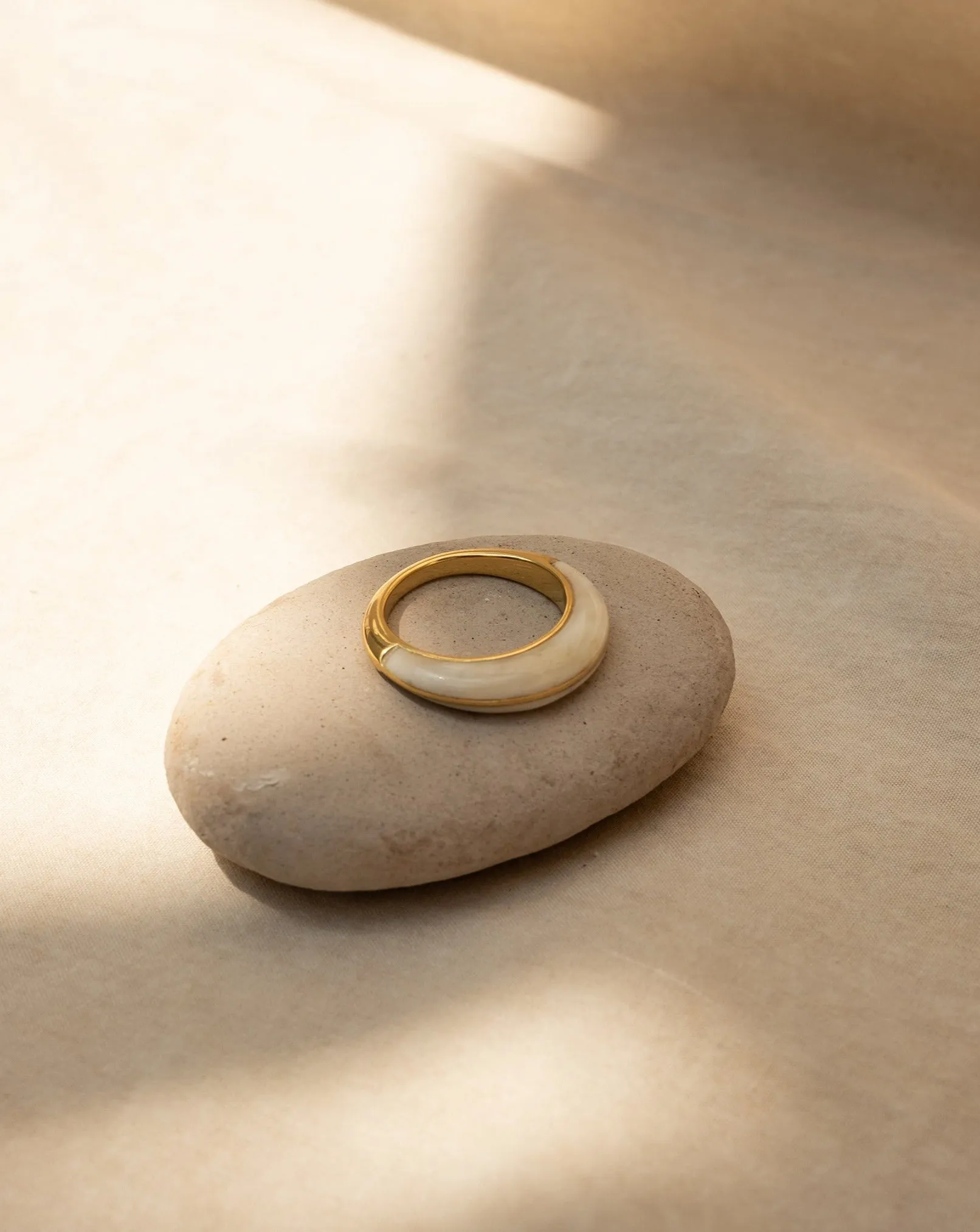 Gold-Vermeil white natural ring / DISC