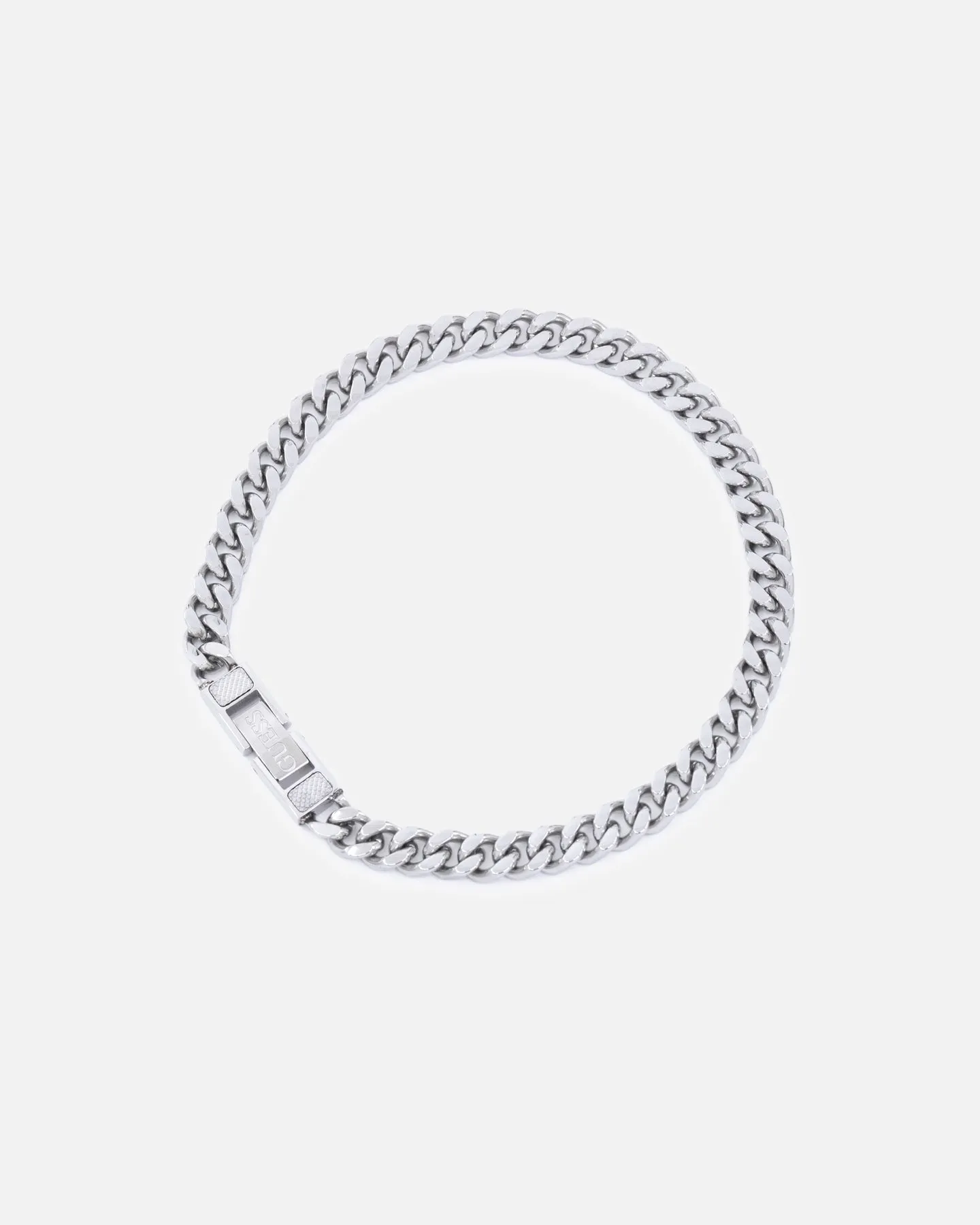 Guess Mainline Link City 6mm Diamond Cut Bracelet Silver