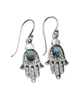 Hamsa hand of fatima Turquoise drop earrings