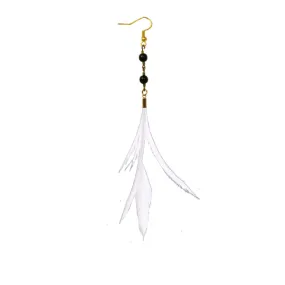 Handmade Feather Earrings Lana in White