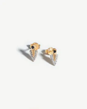 Harris Reed Fine Arrow Stud Earrings | 14ct Solid Gold/Diamond