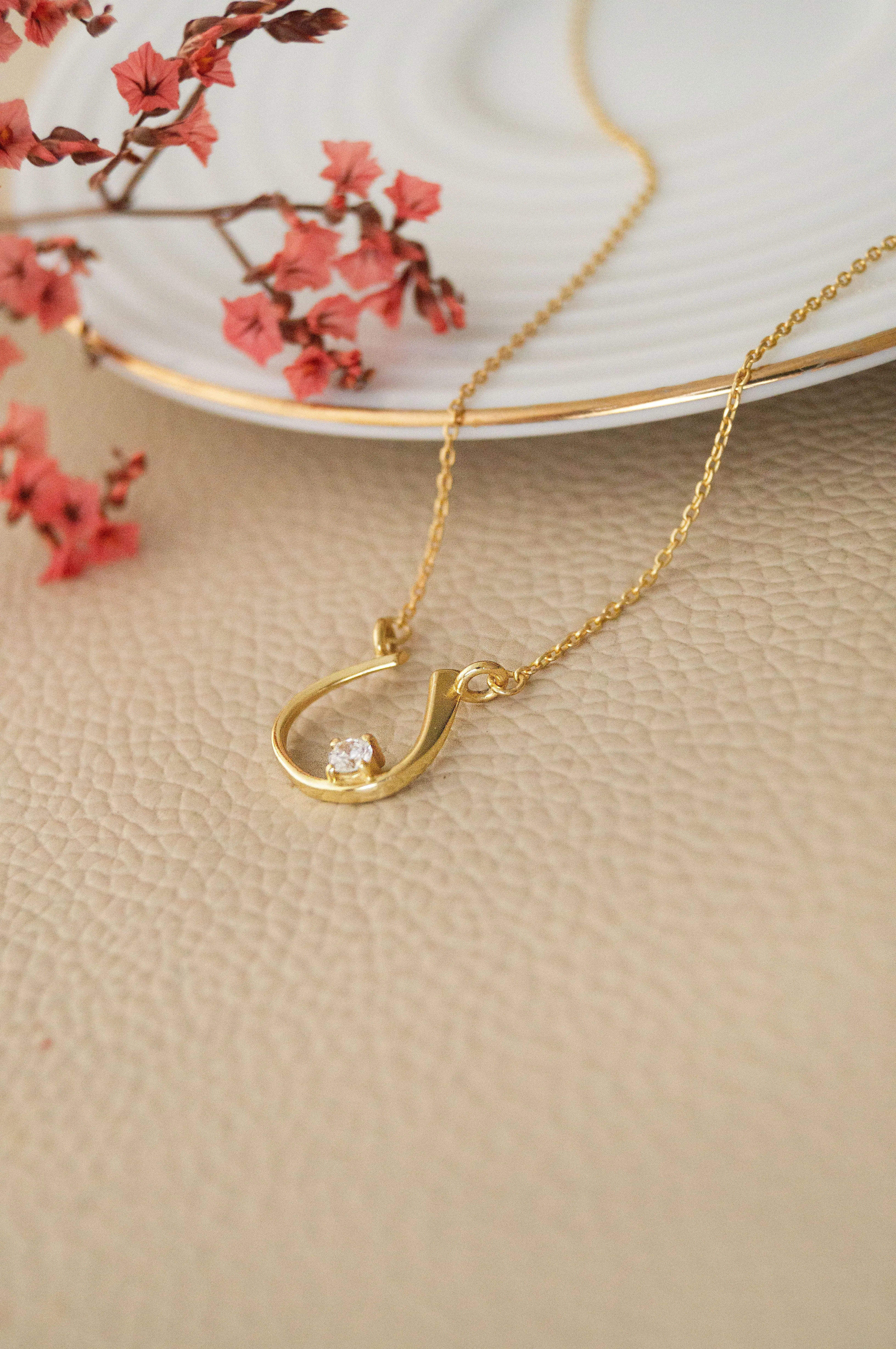 Horse Shoe Shine Gold Plated Sterling Silver Chain Necklace