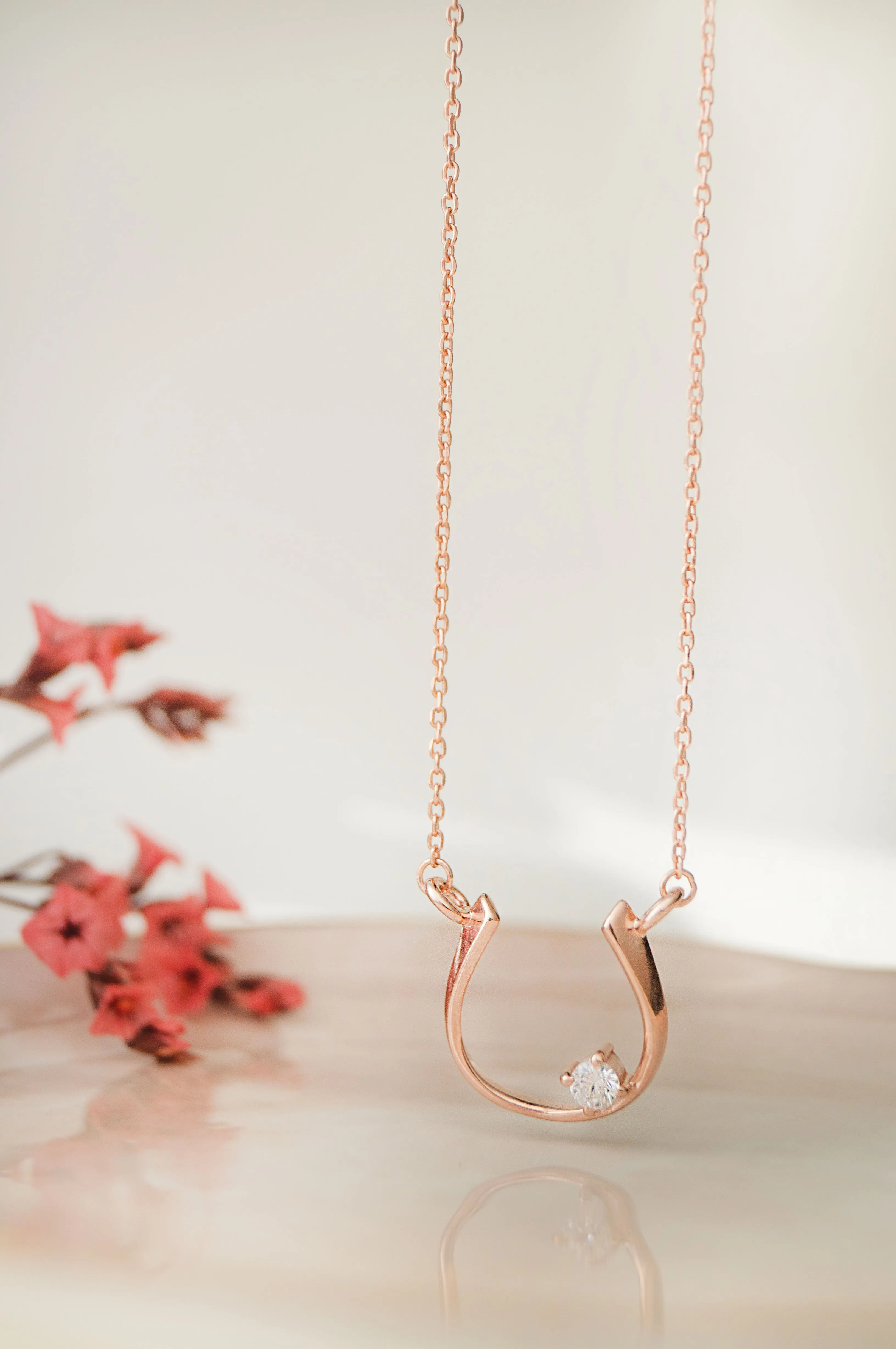 Horse Shoe Shine Gold Plated Sterling Silver Chain Necklace