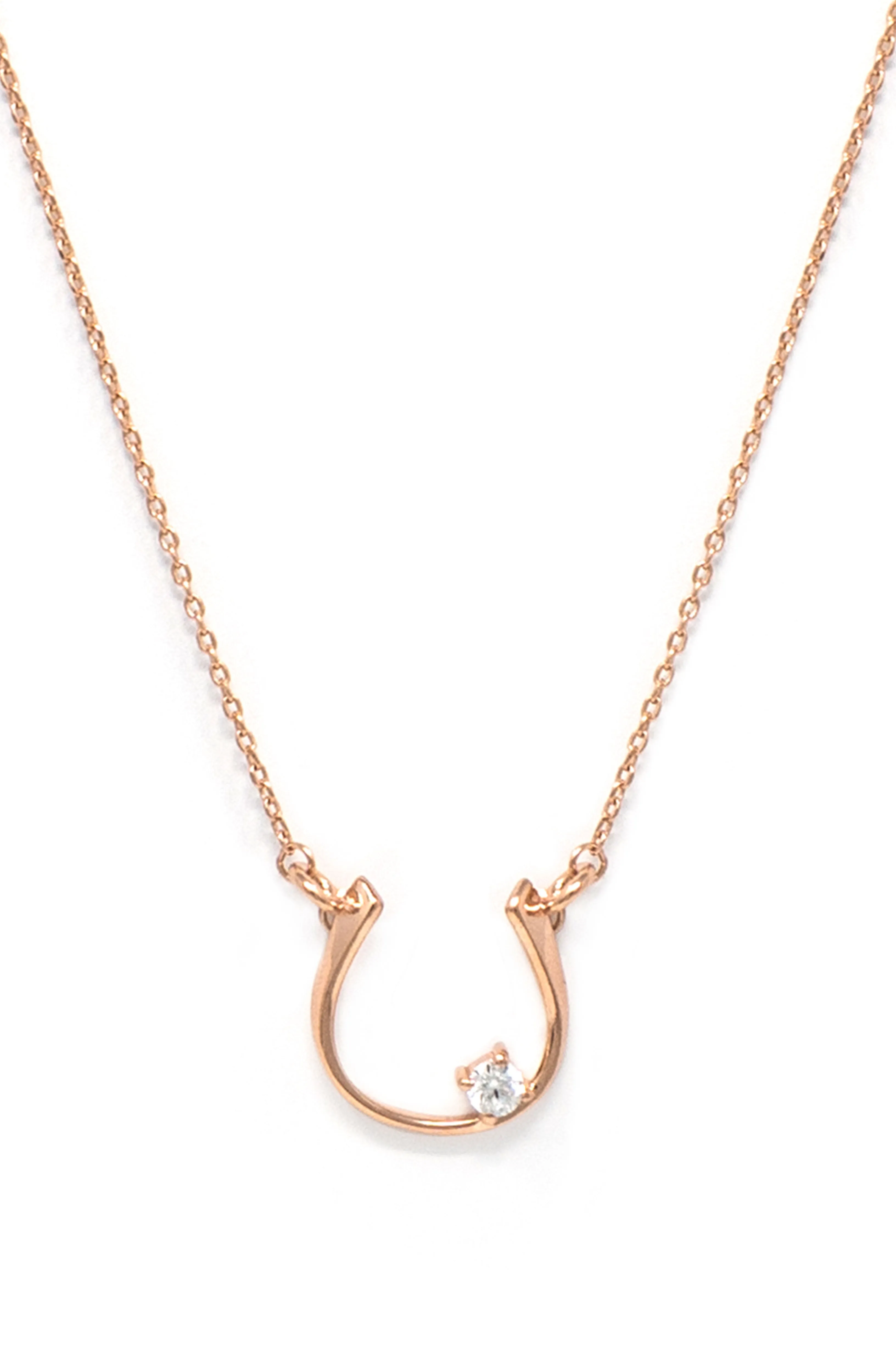 Horse Shoe Shine Gold Plated Sterling Silver Chain Necklace