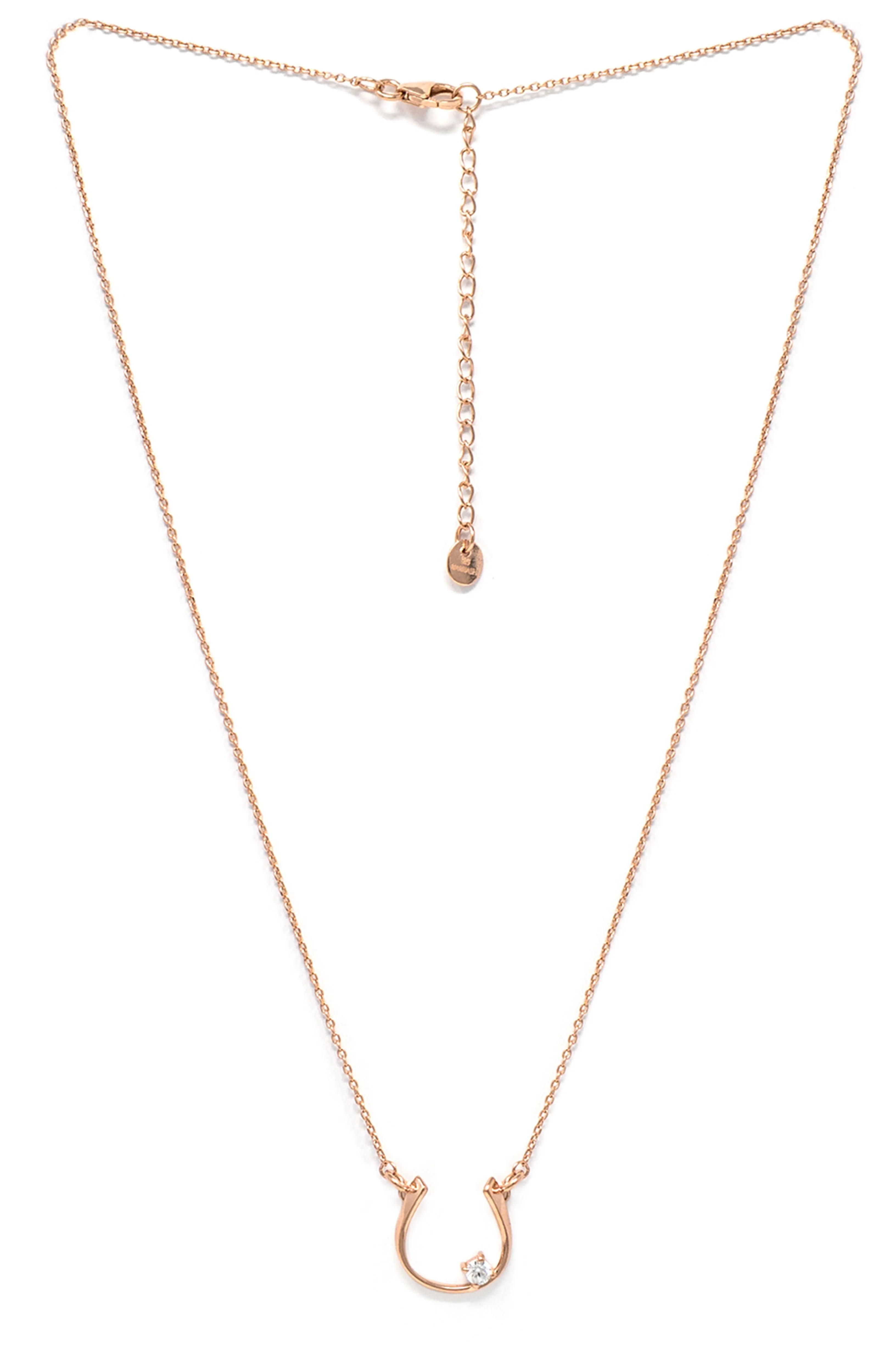 Horse Shoe Shine Rose Gold Plated Sterling Silver Chain Necklace