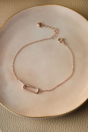 Interlinked Rectangle Rose Gold Plated Sterling Silver  Chain Bracelet