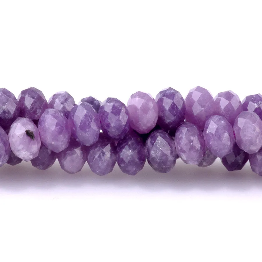 Light Purple Lepidolite 4x6mm Rondelle - 15-16 Inch