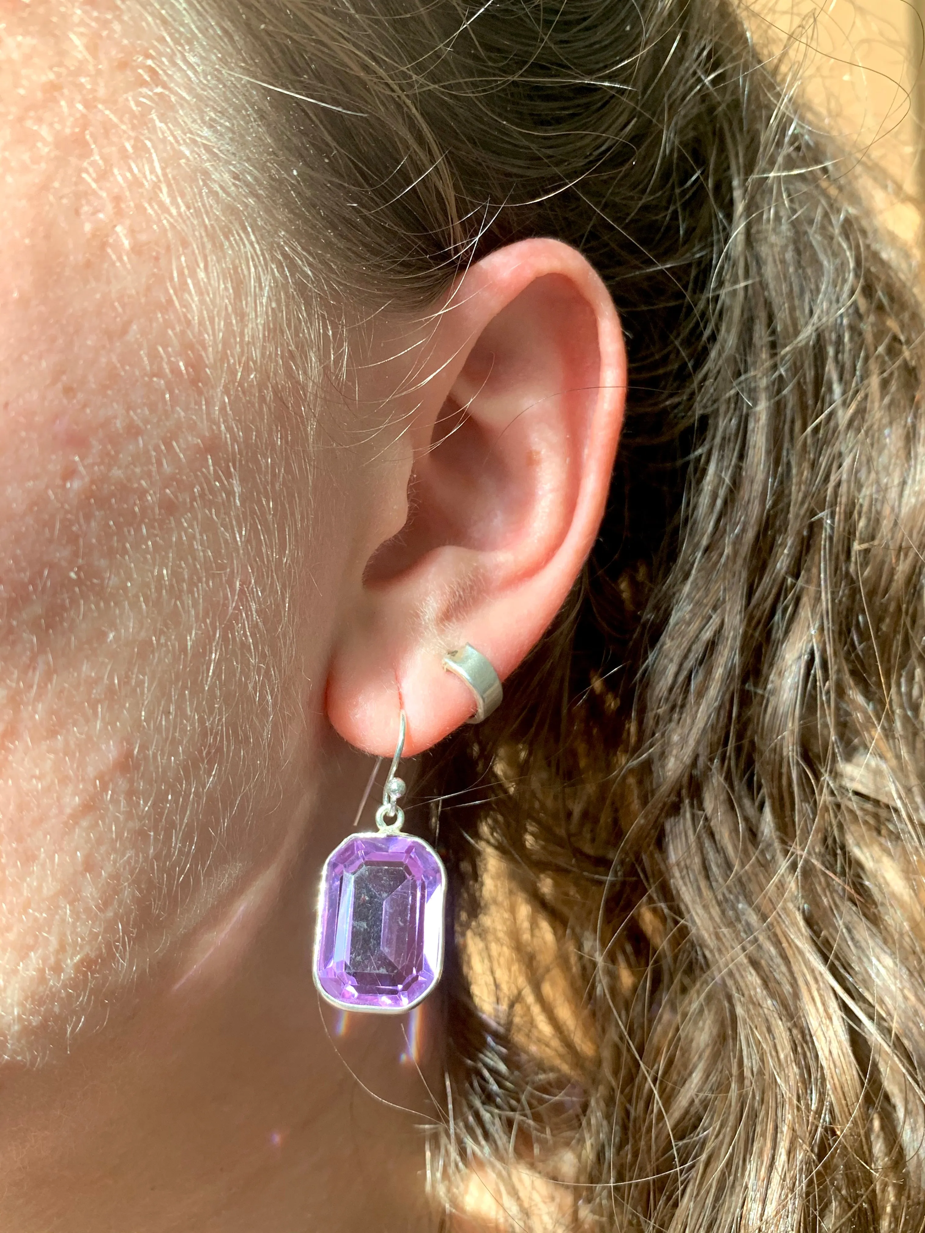 Lilac Quartz Adora Earrings - Small Rectangle