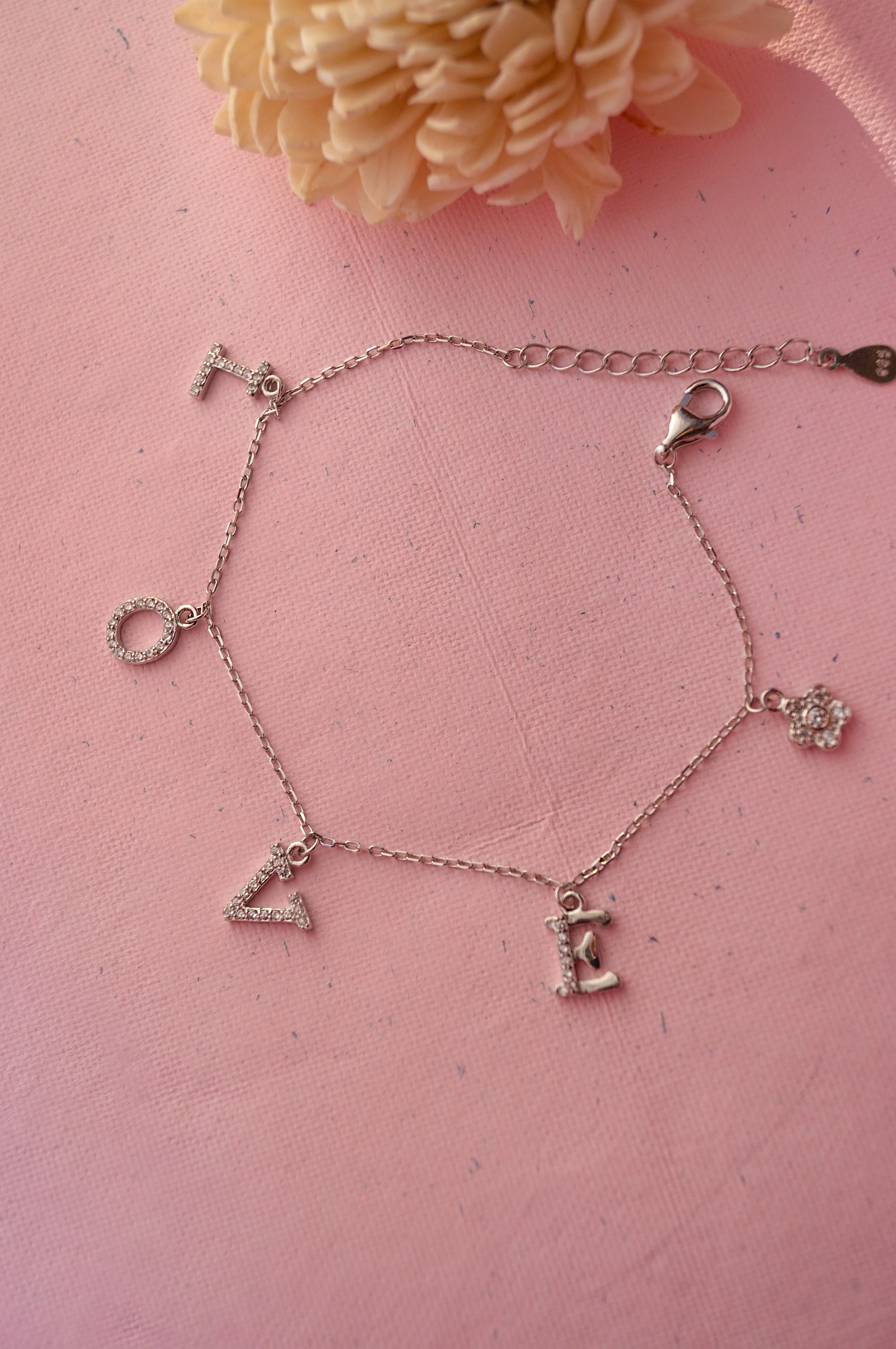 Love Charms Sterling Silver Chain Bracelet