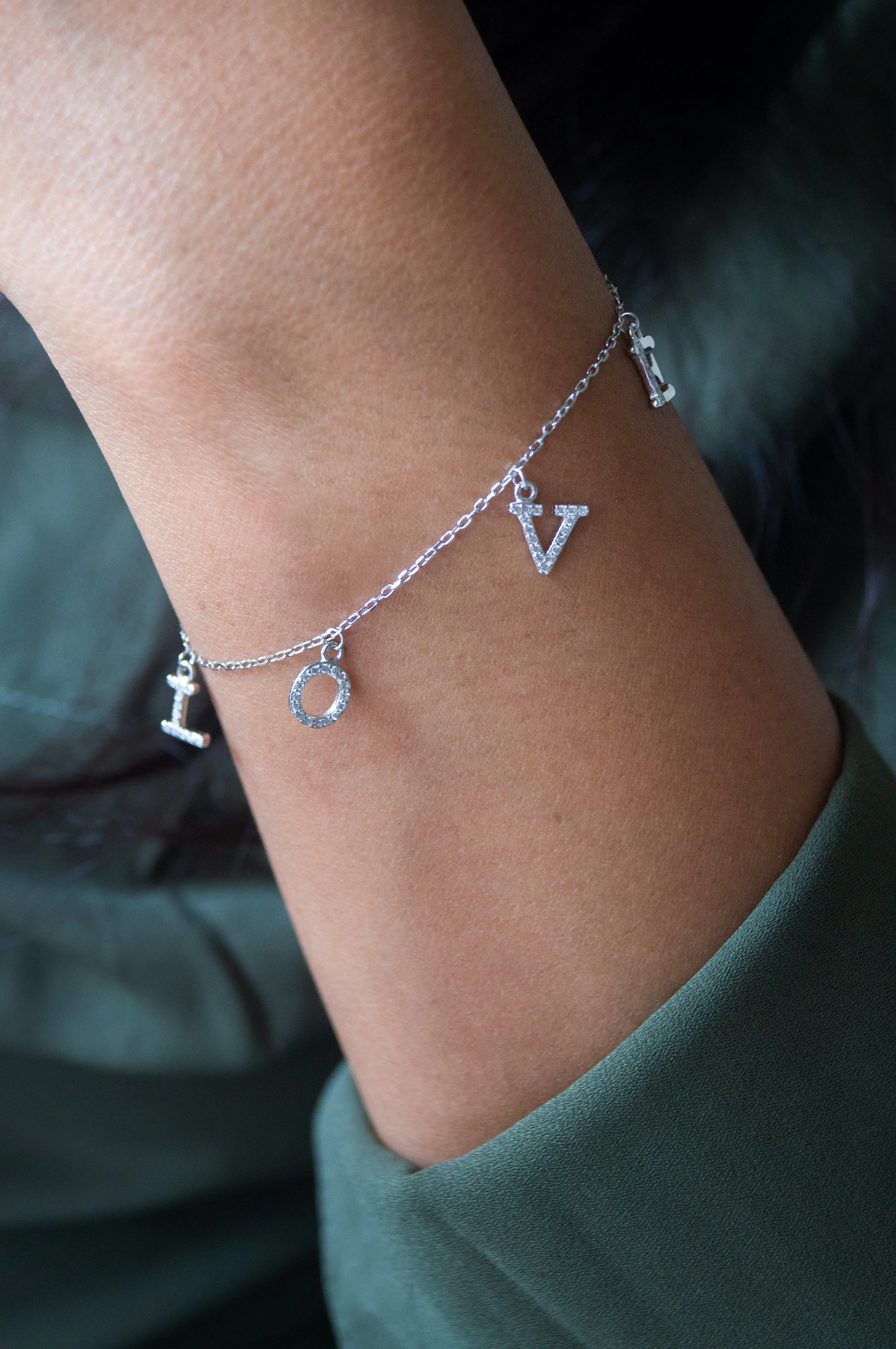 Love Charms Sterling Silver Chain Bracelet