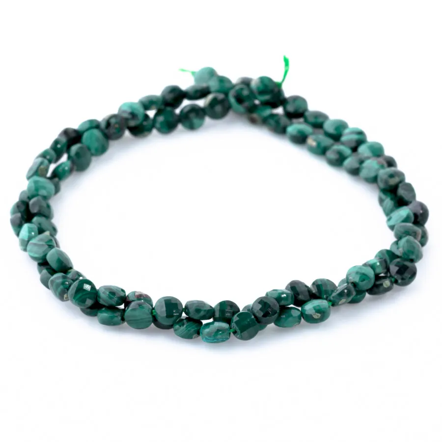 Malachite 4mm Coin Faceted - 15-16 Inch